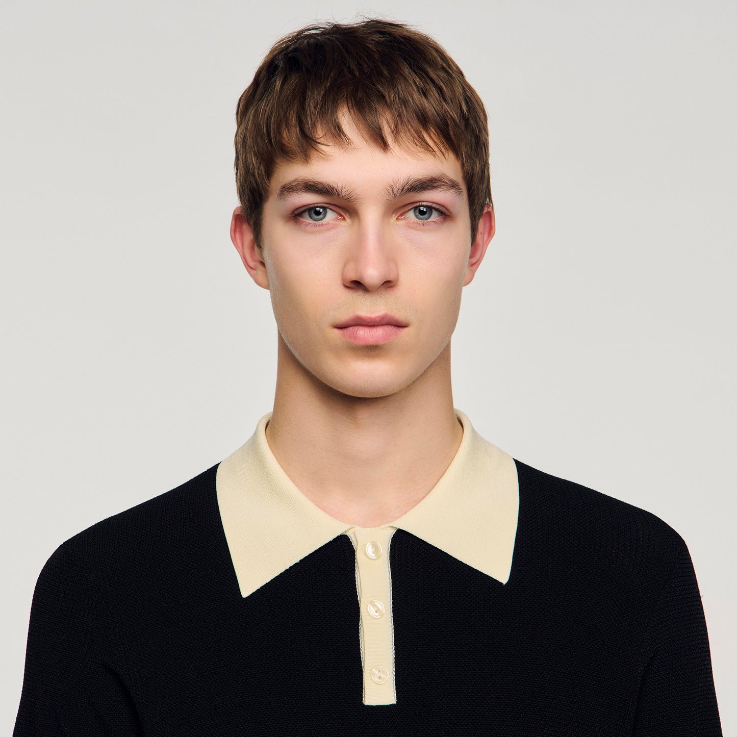 Polo Simone Two-Tone Polo Shirt Black