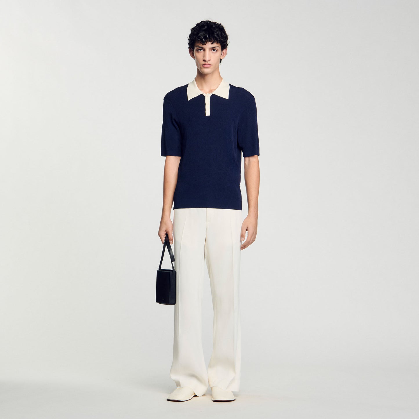 Polo Simone Two-Tone Polo Shirt Navy Blue