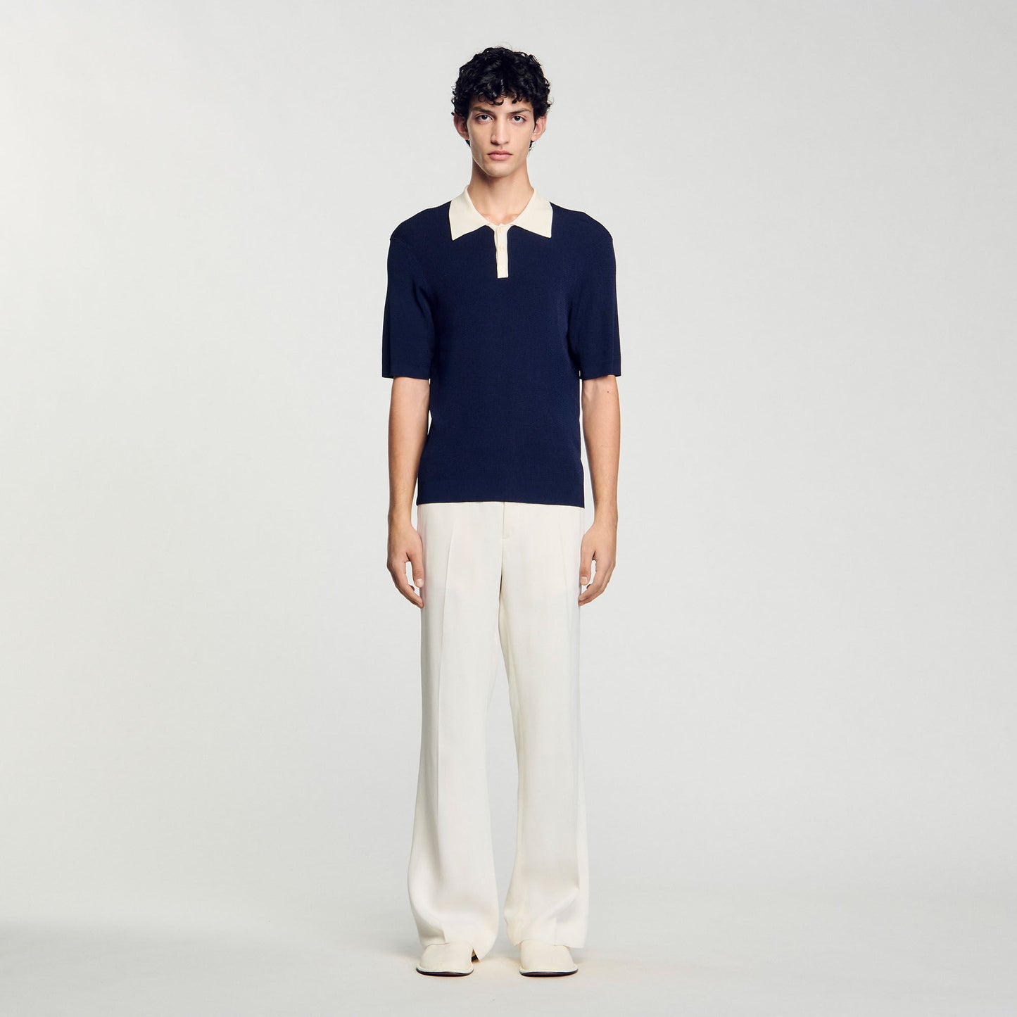 Polo Simone Two-Tone Polo Shirt Navy Blue