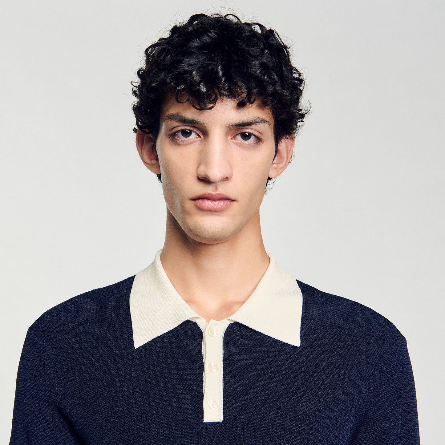 Polo Simone Two-Tone Polo Shirt Navy Blue