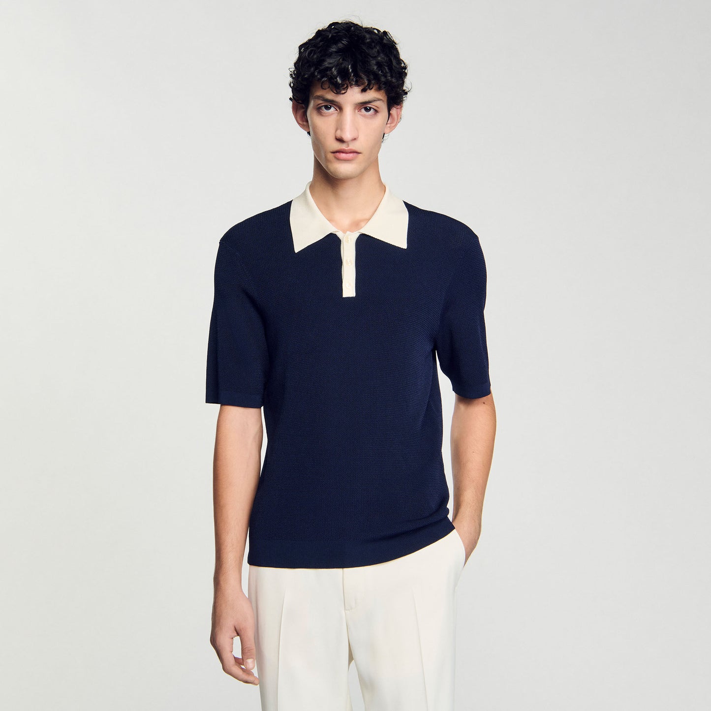 Polo Simone Two-Tone Polo Shirt Navy Blue