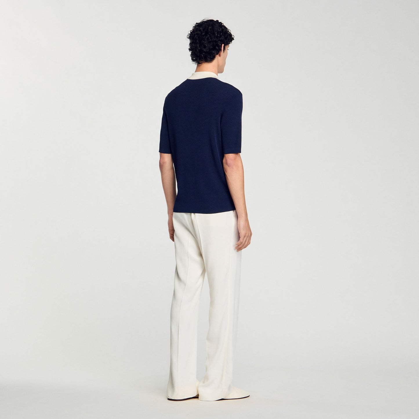 Polo Simone Two-Tone Polo Shirt Navy Blue