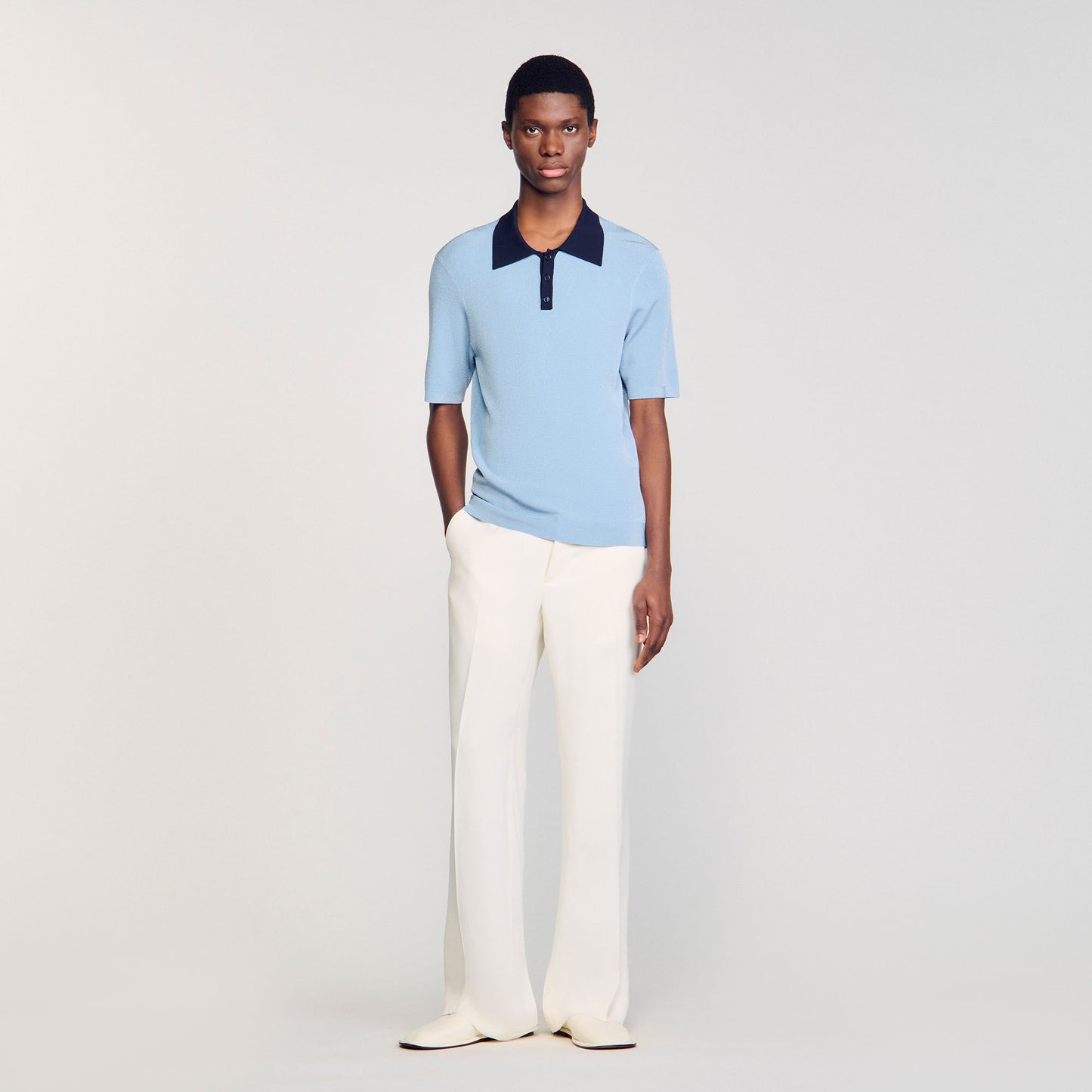Polo Simone Two-Tone Polo Shirt Chambray.