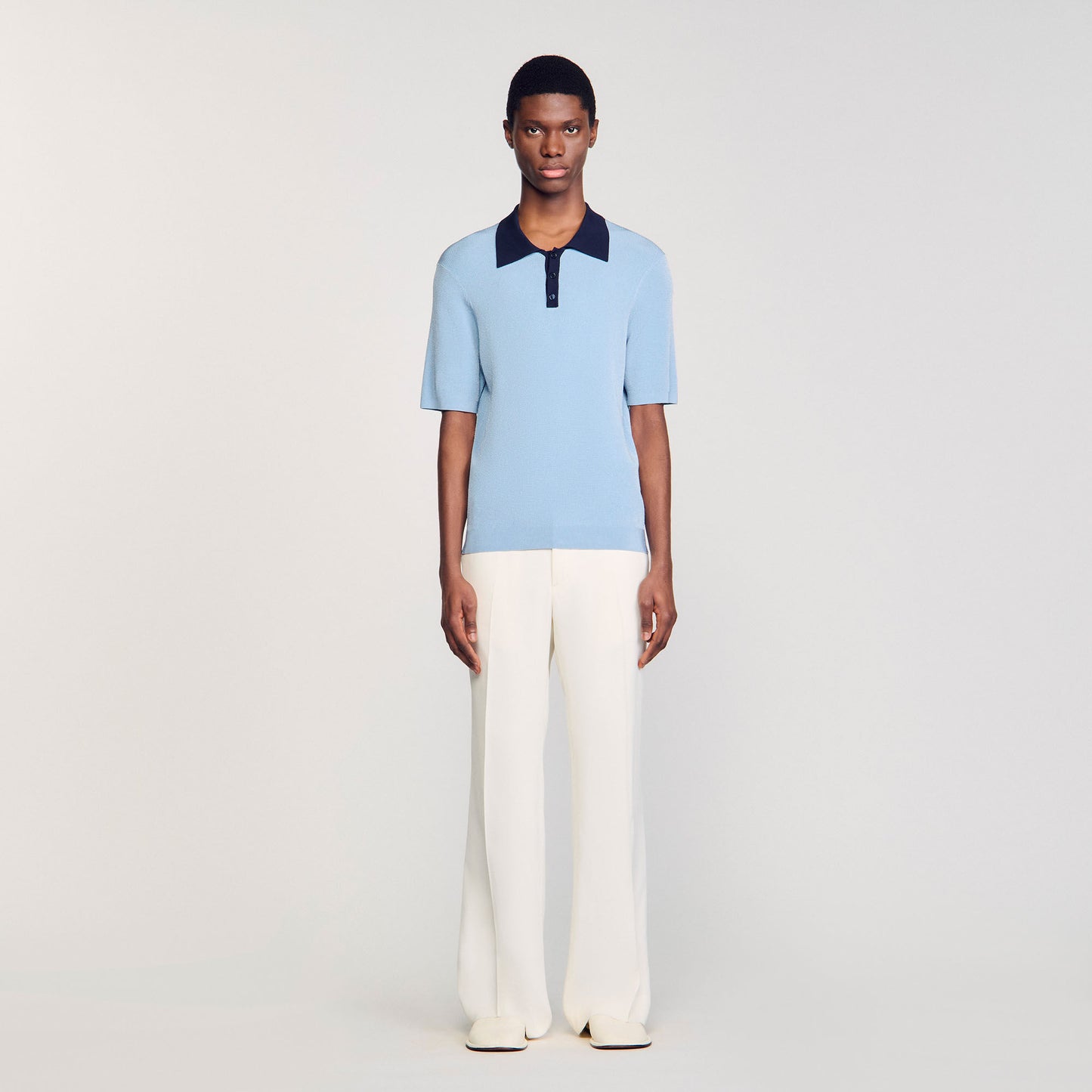 Polo Simone Two-Tone Polo Shirt Chambray.