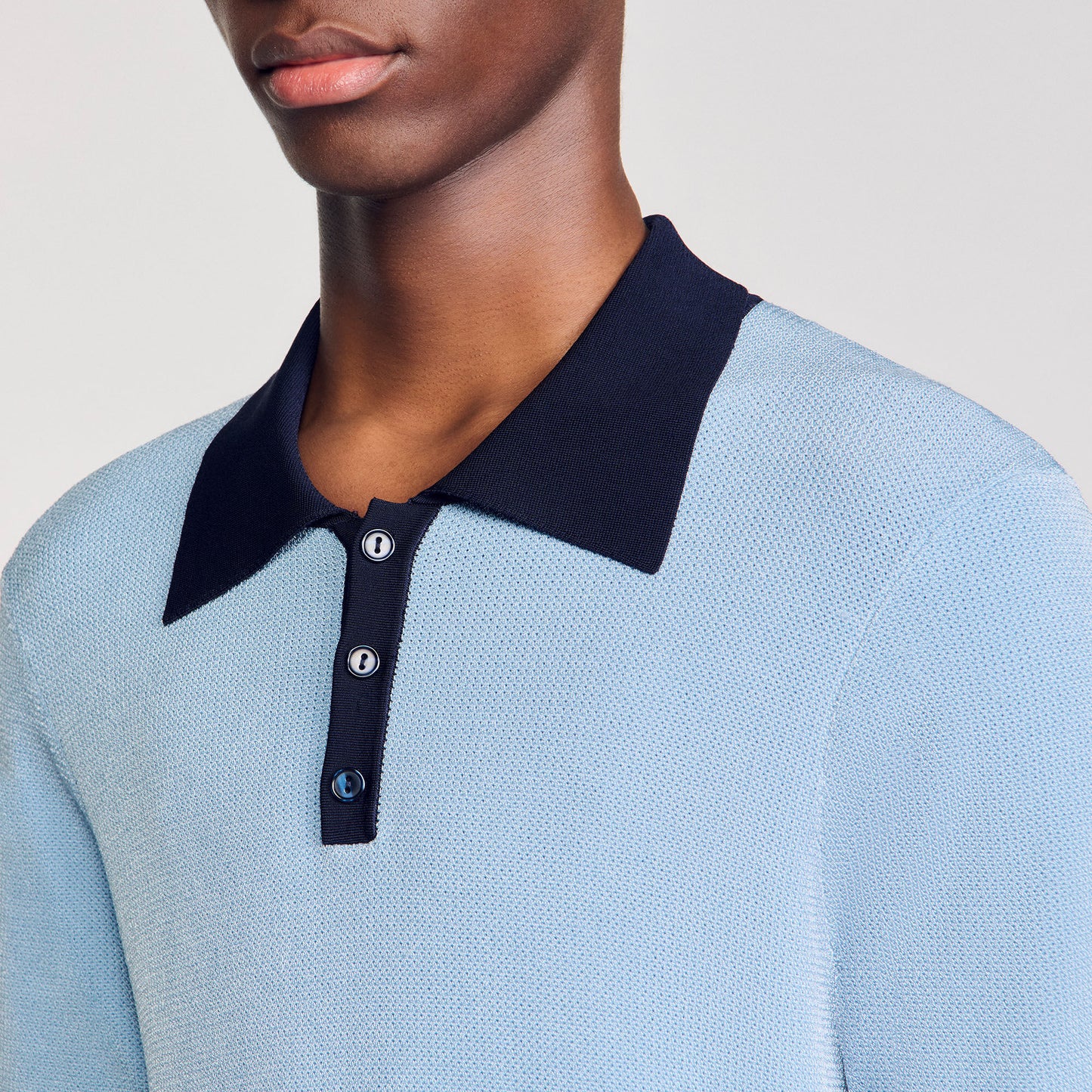 Polo Simone Two-Tone Polo Shirt Chambray.