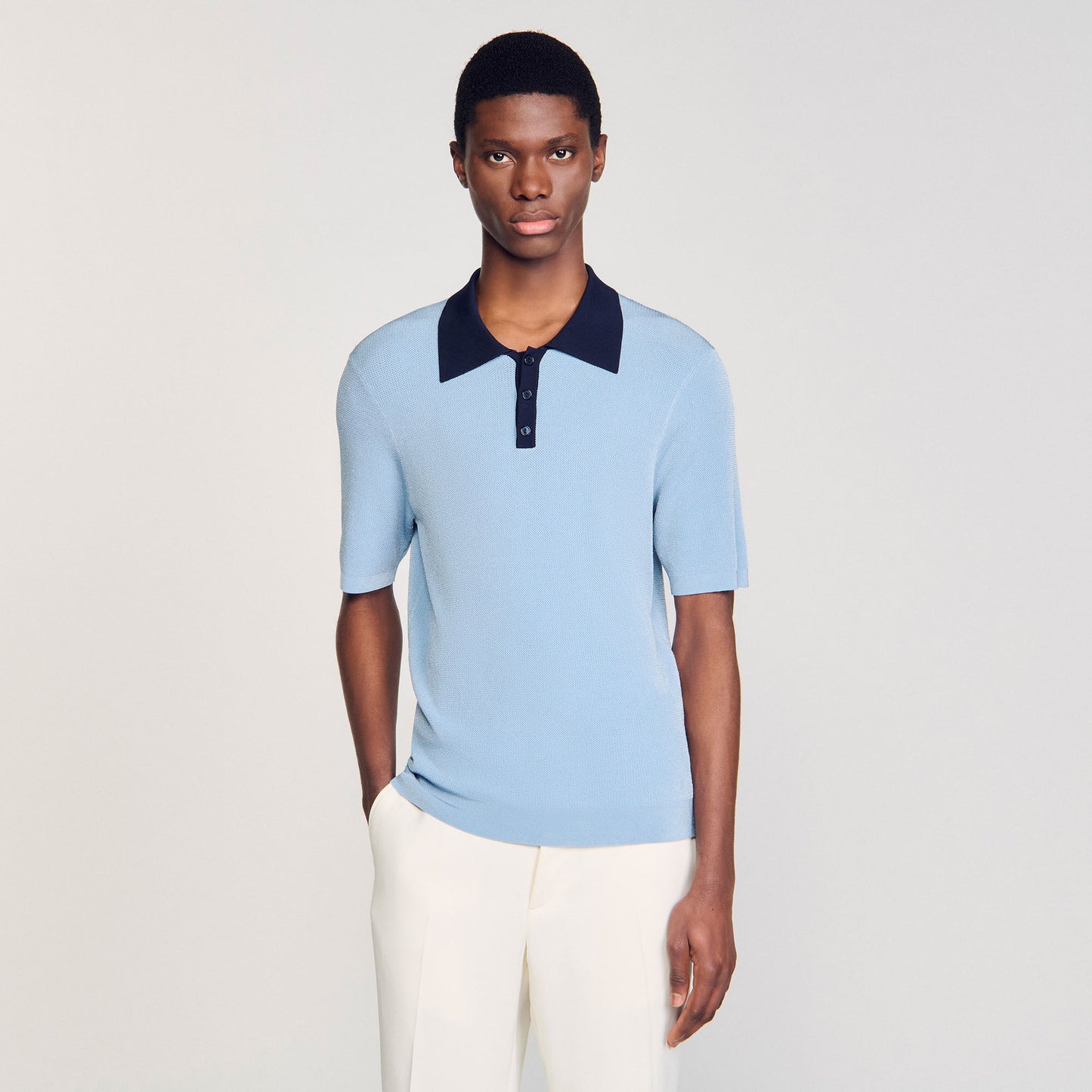 Polo Simone Two-Tone Polo Shirt Chambray.