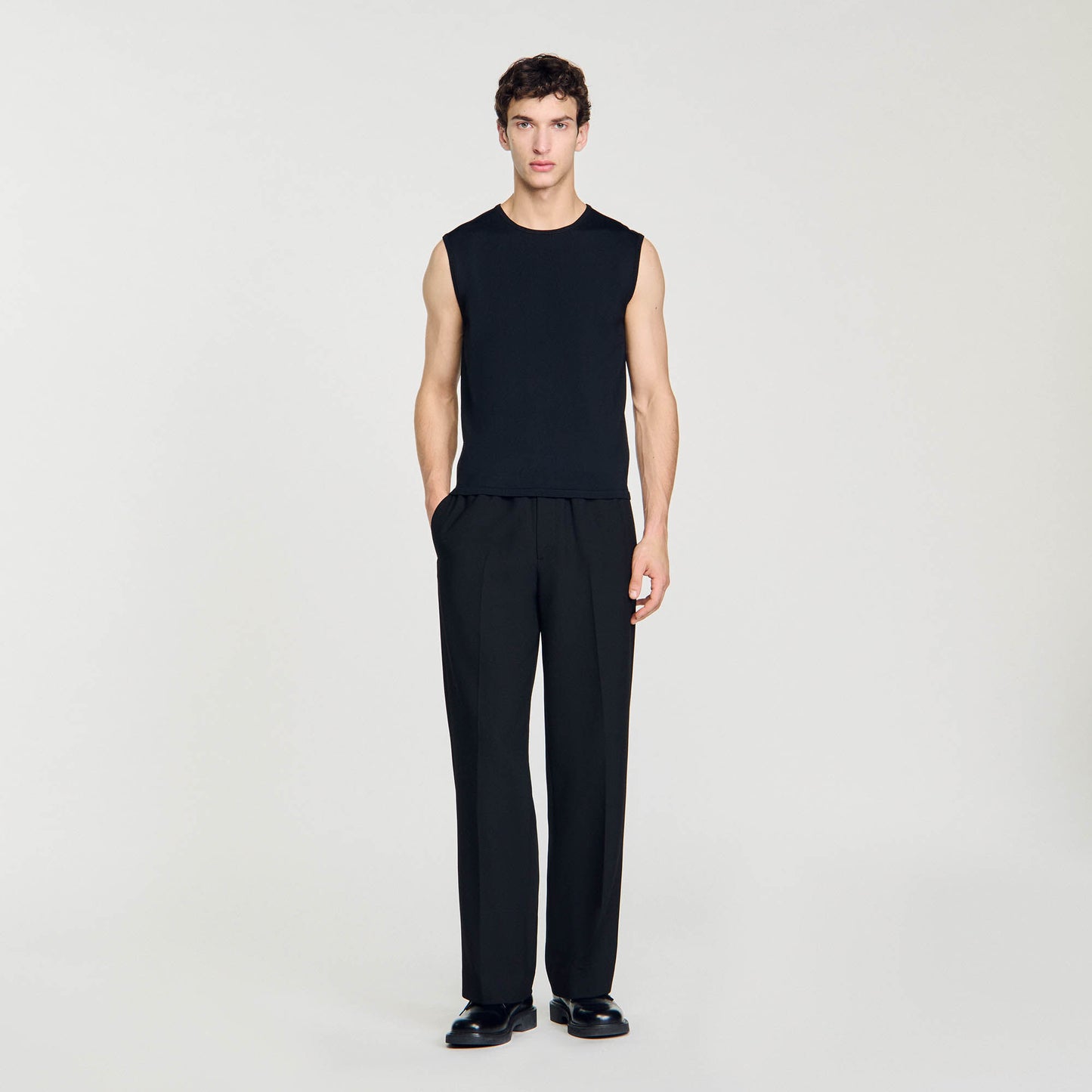 Fine Knit Vest Top Black