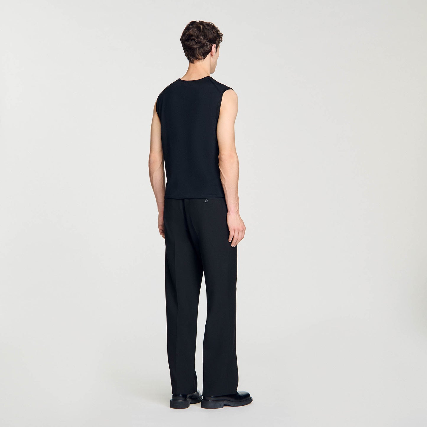 Fine Knit Vest Top Black