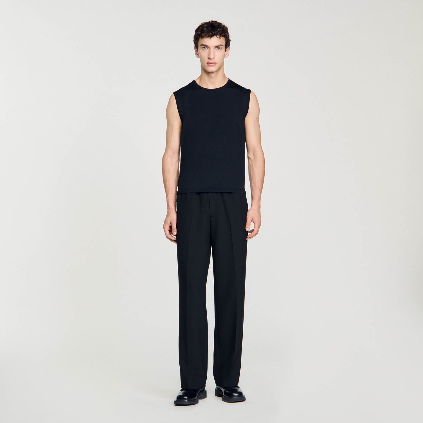 Fine Knit Vest Top Black