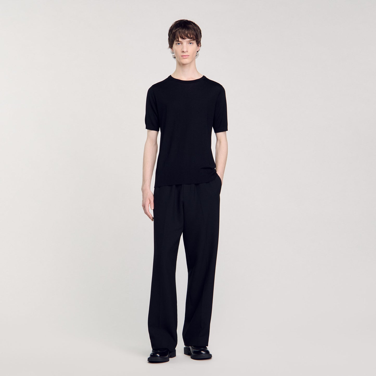 Flowing Knit T-shirt Black