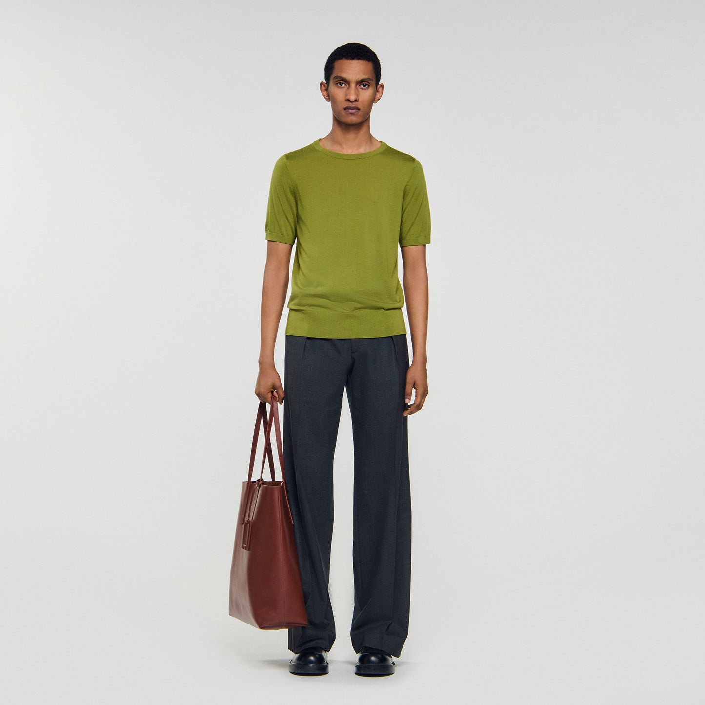 Merinos Tee Flowing Knit T-Shirt Super Grass
