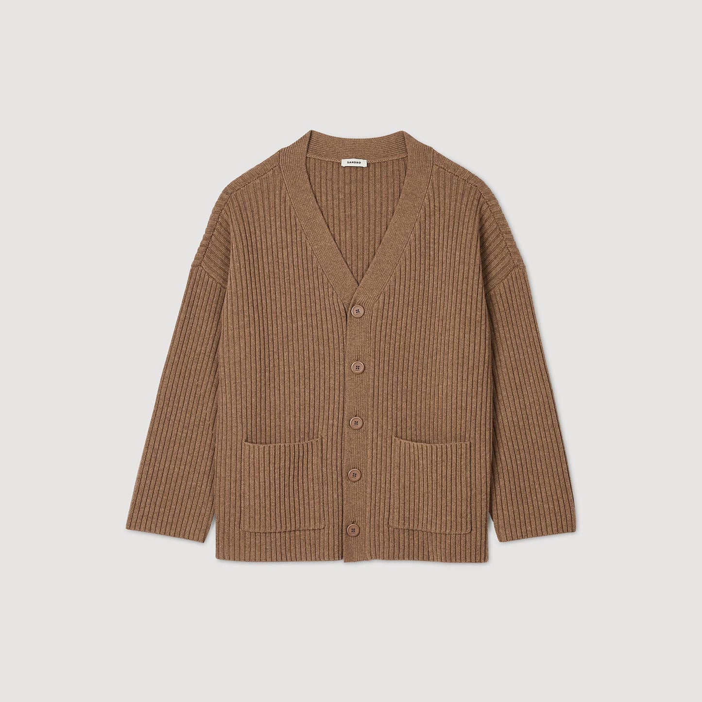 Oversized Rib Knit Cardigan Praline