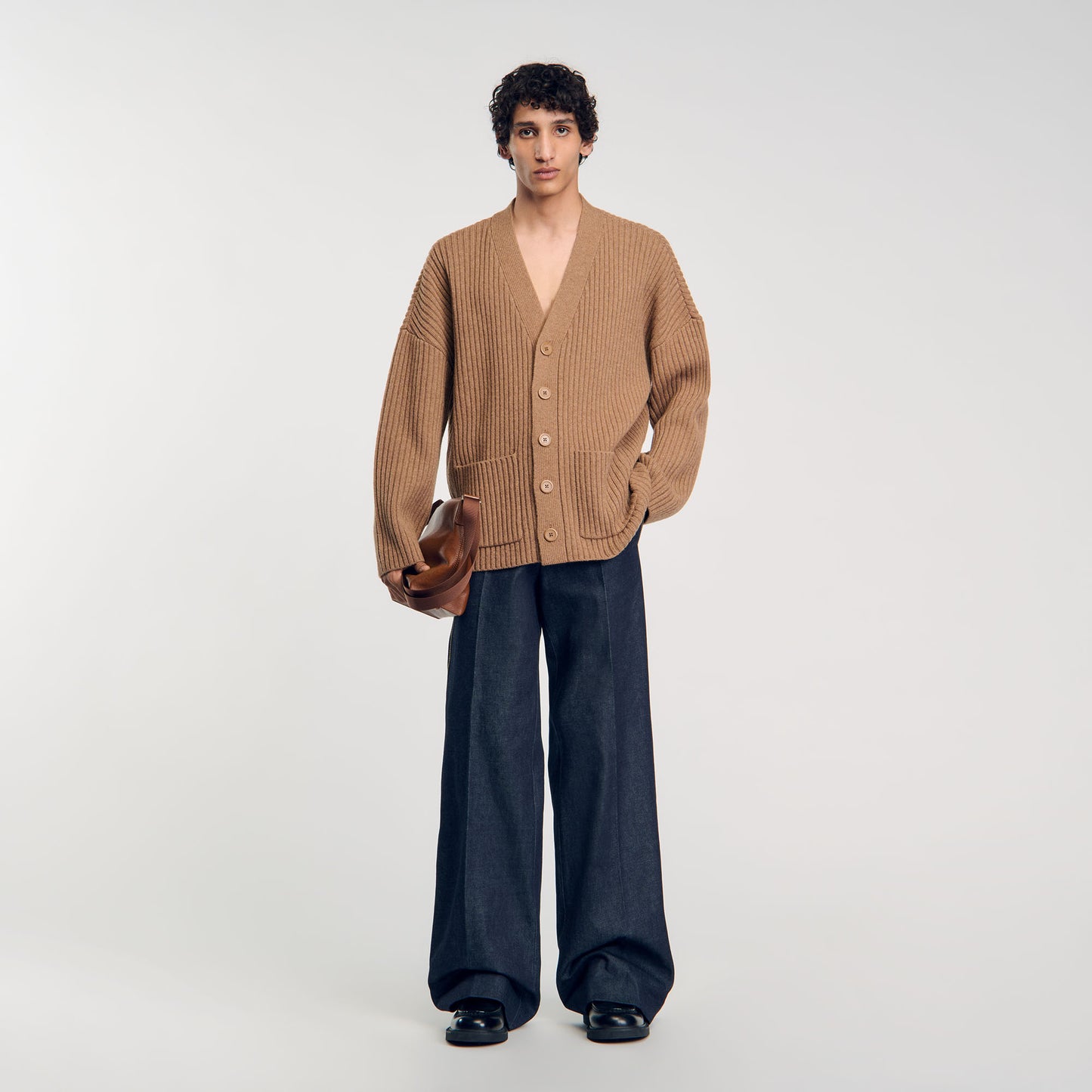 Oversized Rib Knit Cardigan Praline