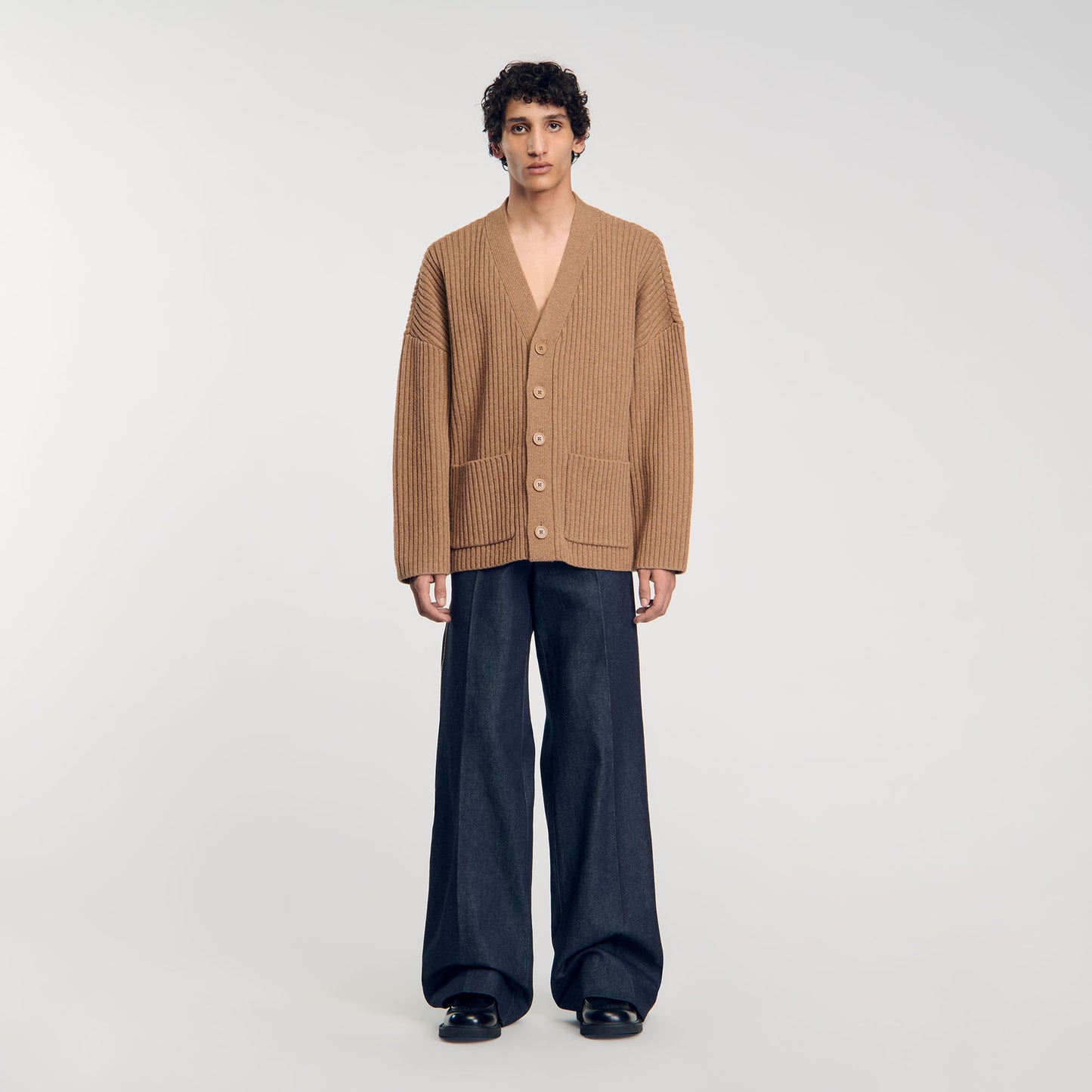 Oversized Rib Knit Cardigan Praline