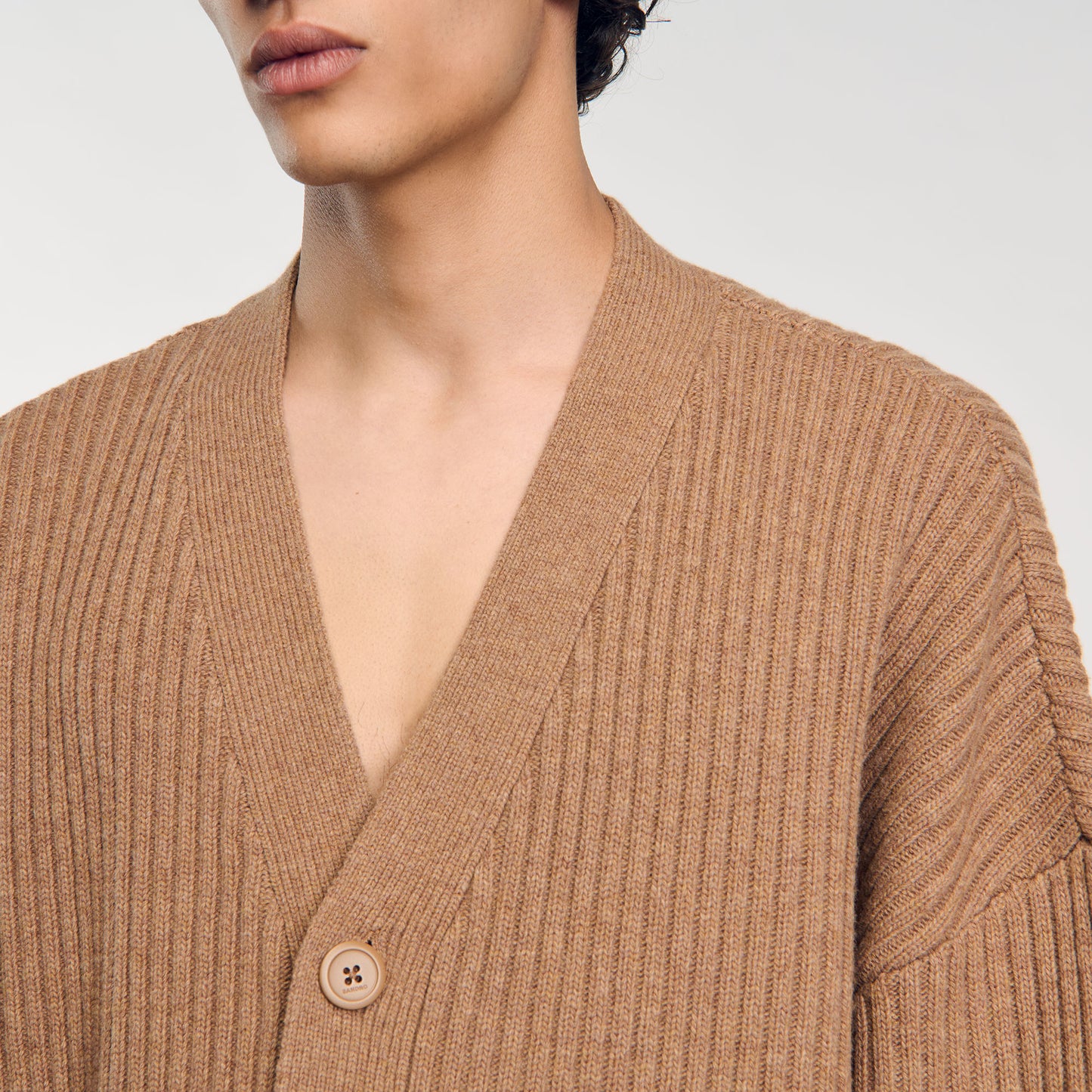 Oversized Rib Knit Cardigan Praline