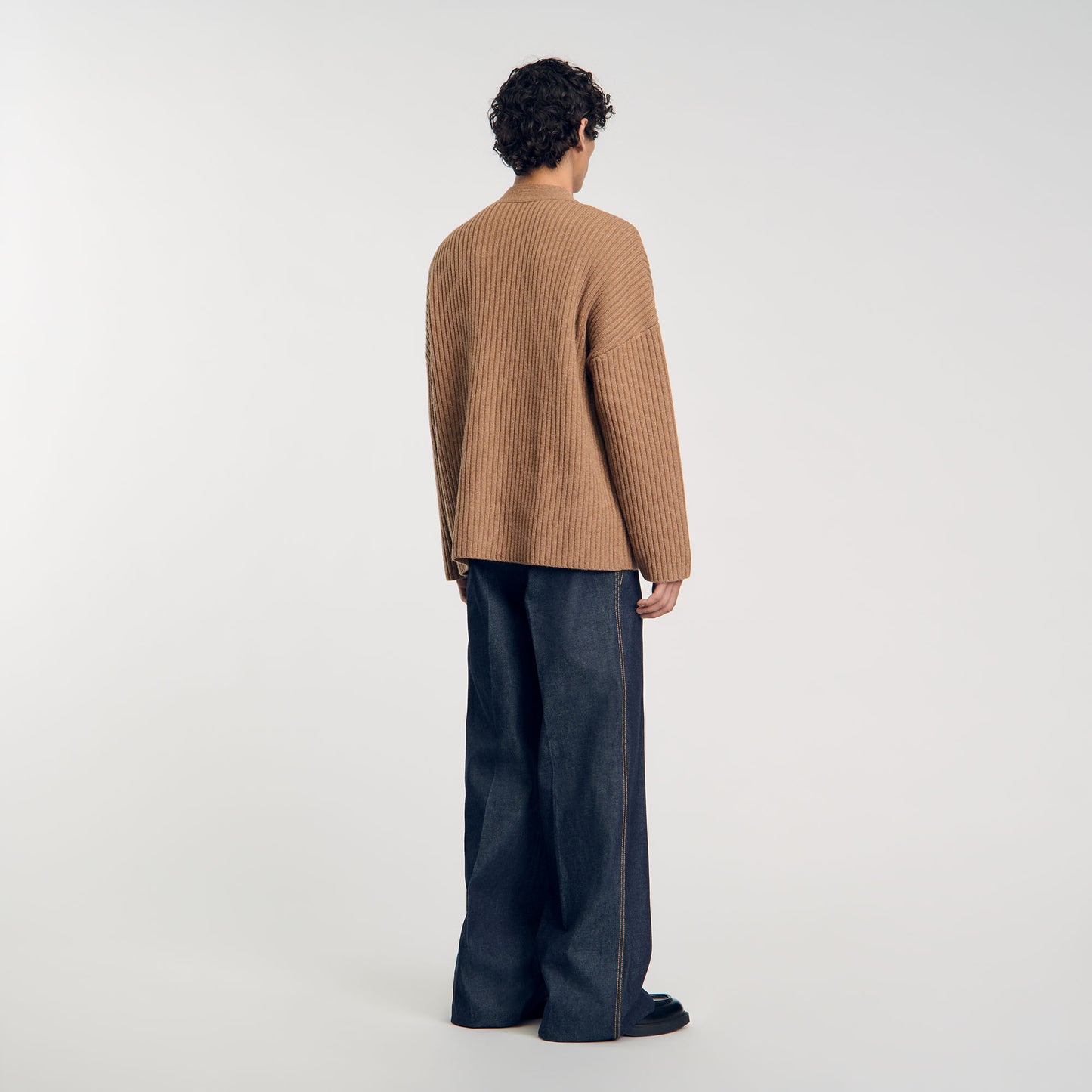 Oversized Rib Knit Cardigan Praline