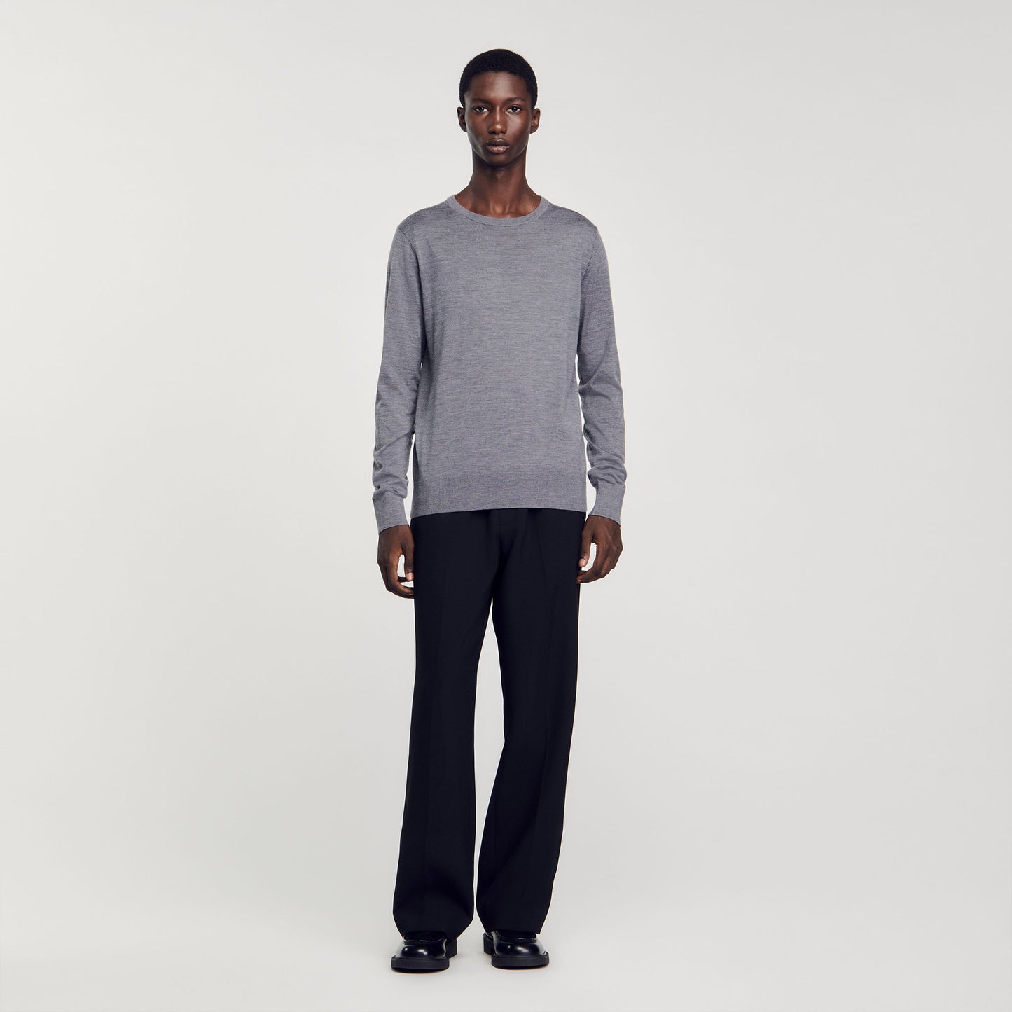 Fine Knit Jumper Mocked Grey