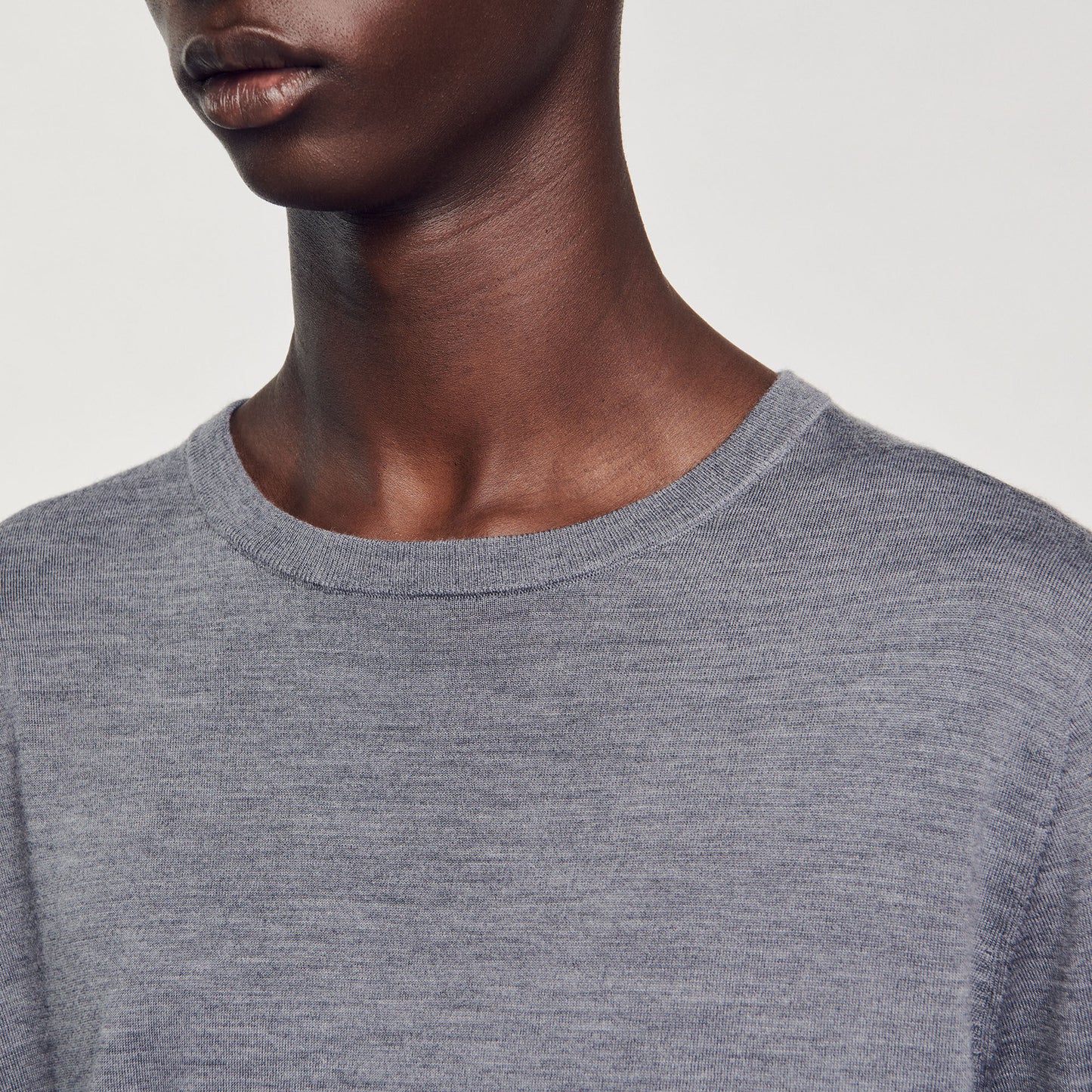 Fine Knit Jumper Mocked Grey