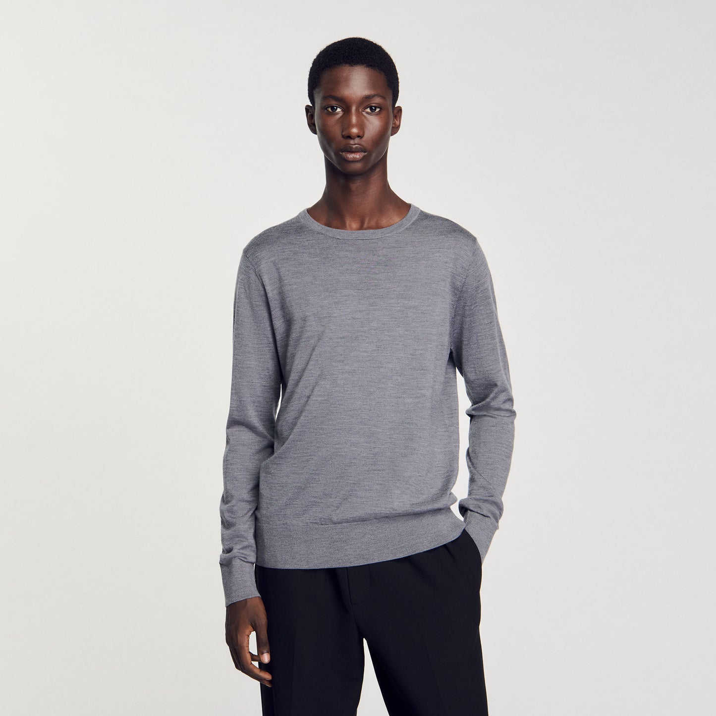 Fine Knit Jumper Mocked Grey