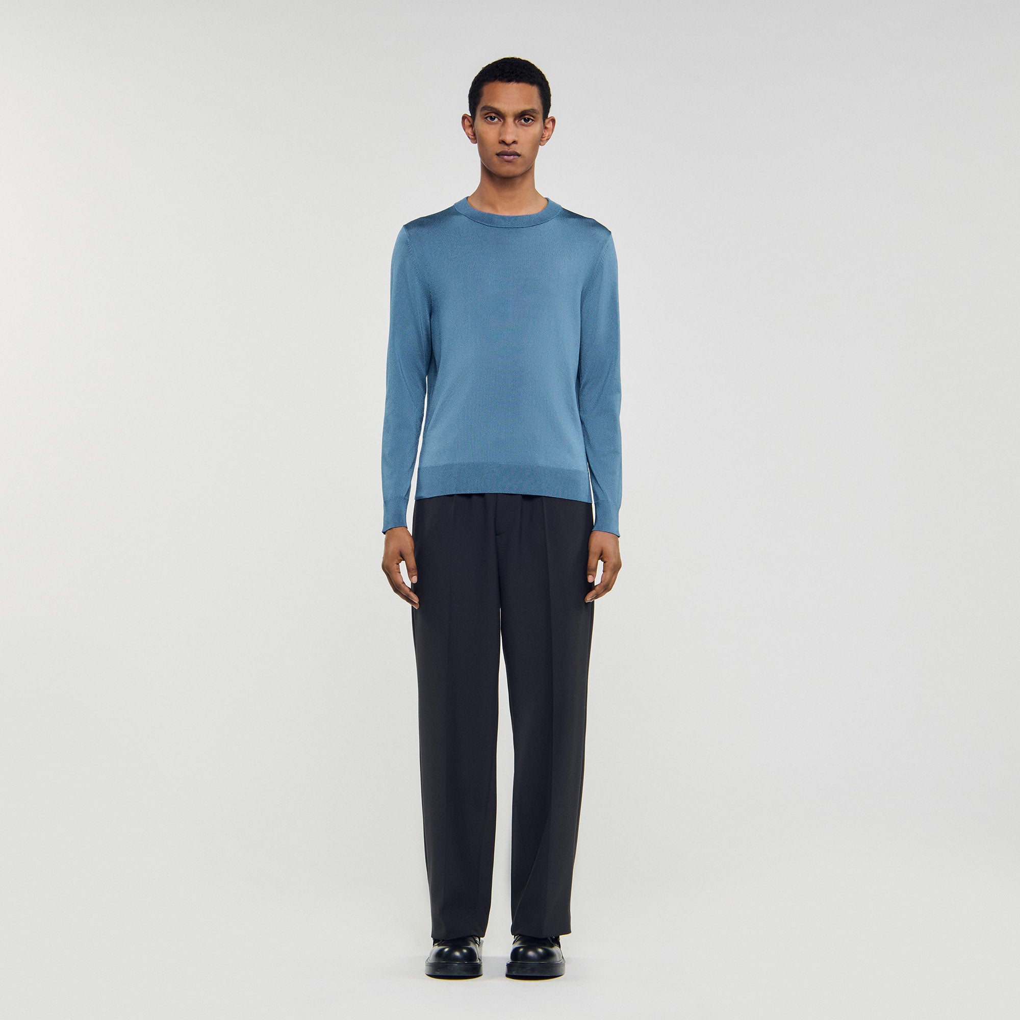 Pablo Crewneck Fine Knit Jumper Blue Office