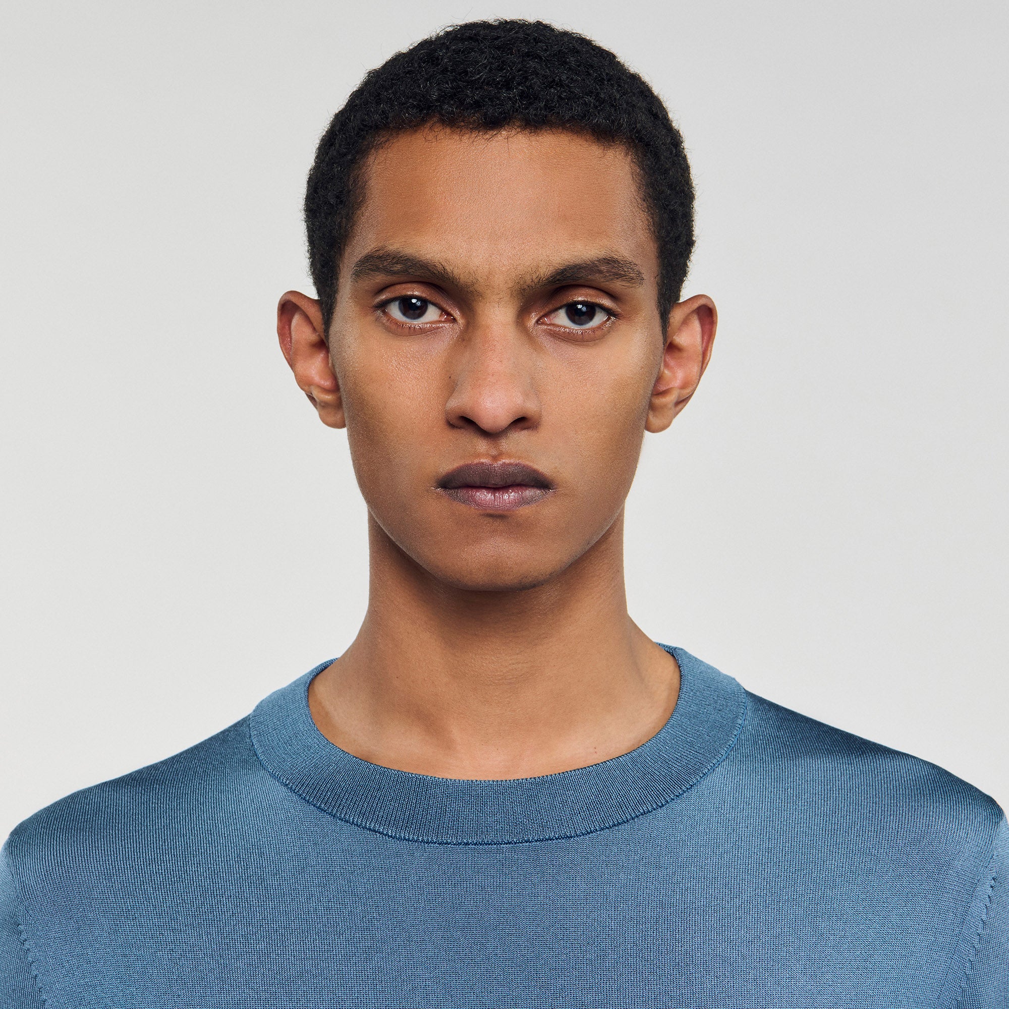 Pablo Crewneck Fine Knit Jumper Blue Office