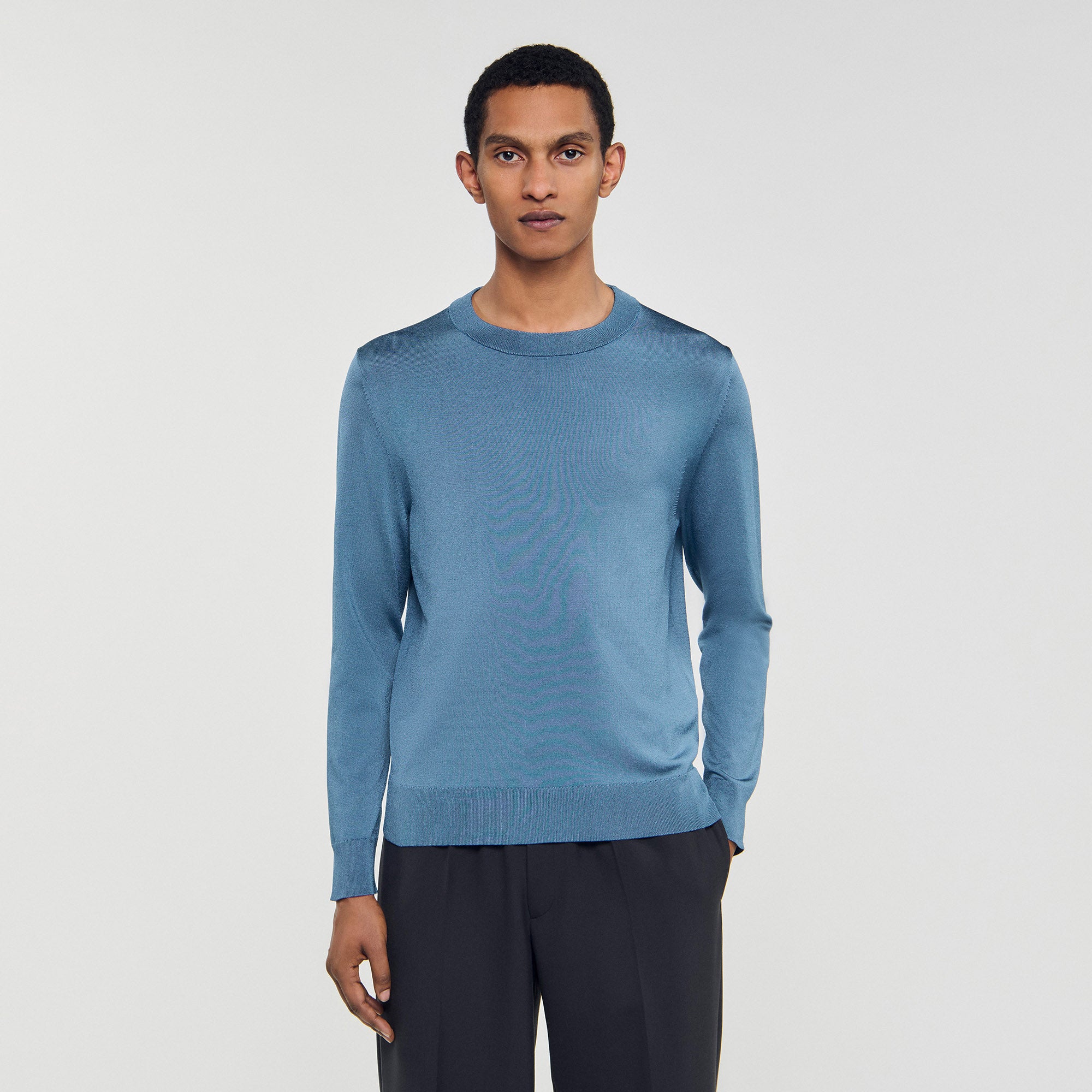Pablo Crewneck Fine Knit Jumper Blue Office