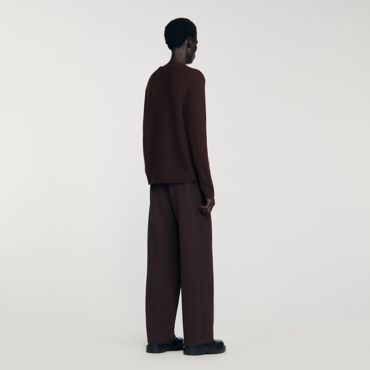 Rice Cotton Textured Knit Jumper Chocolate