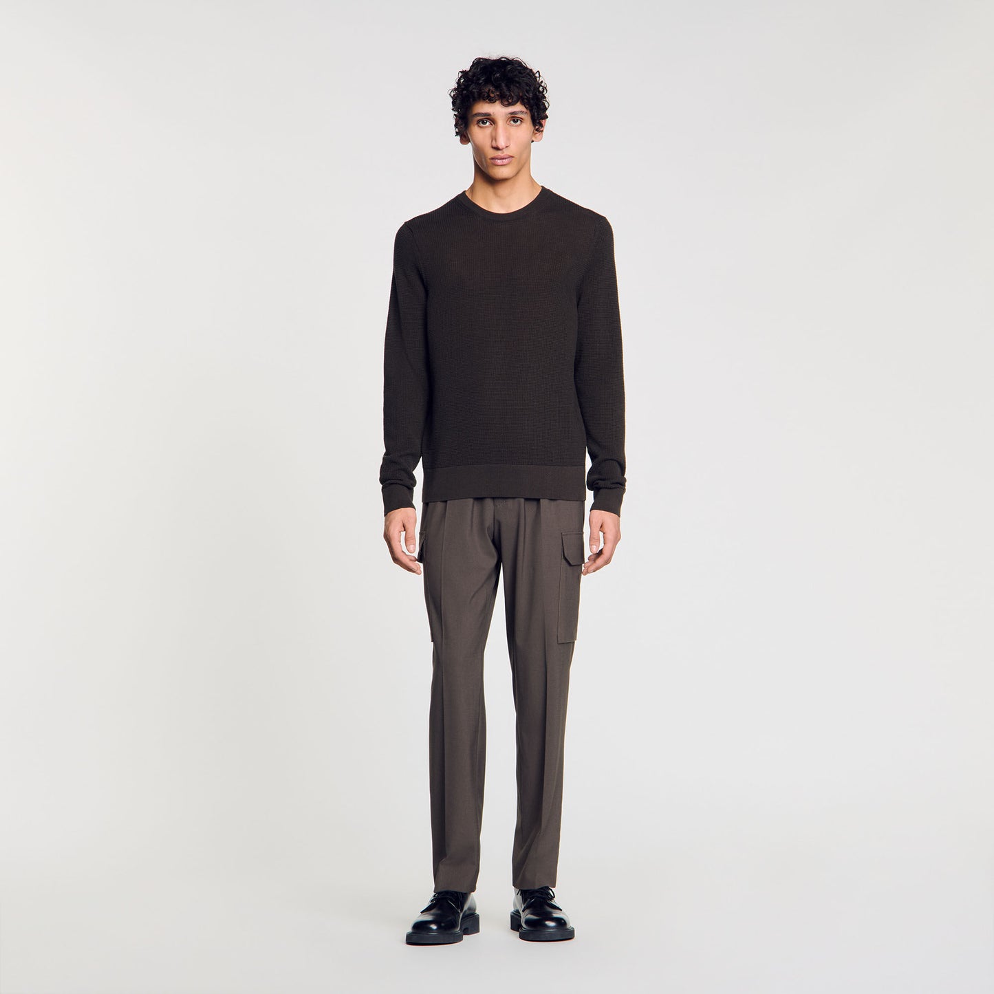 Textured Knit Jumper Dark Kaki