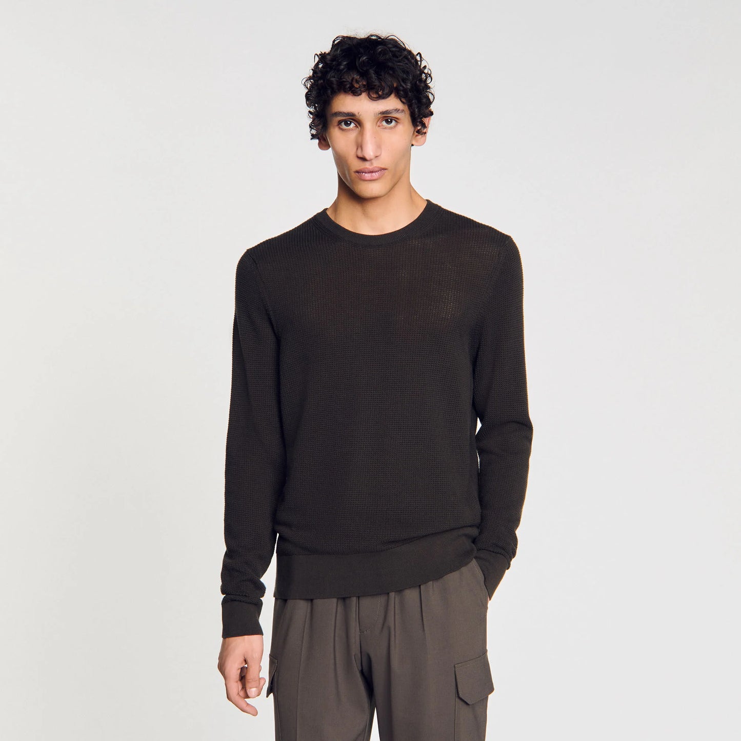 Textured Knit Jumper Dark Kaki
