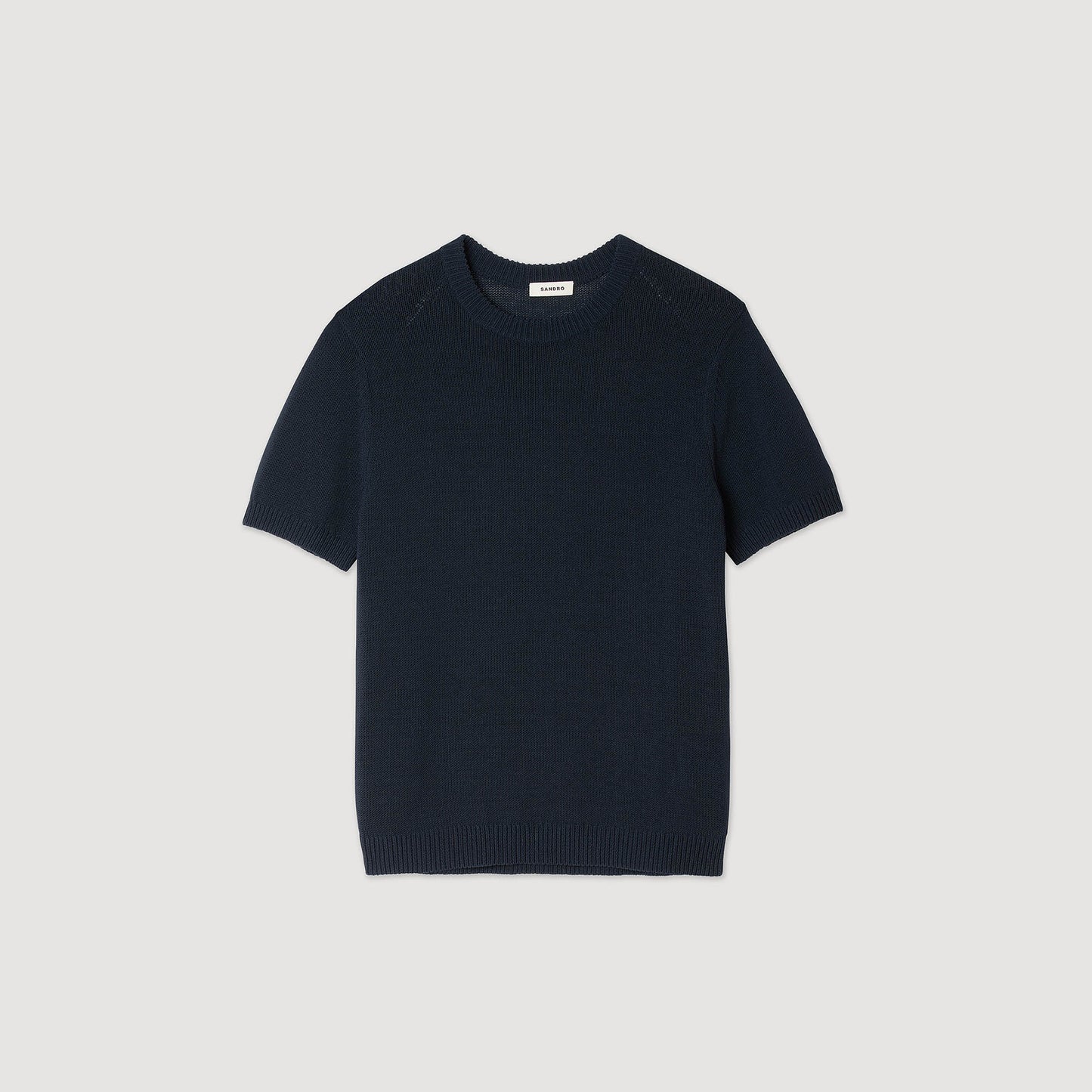 Cotton Knit Tee Fine Knit T-Shirt Navy Blue