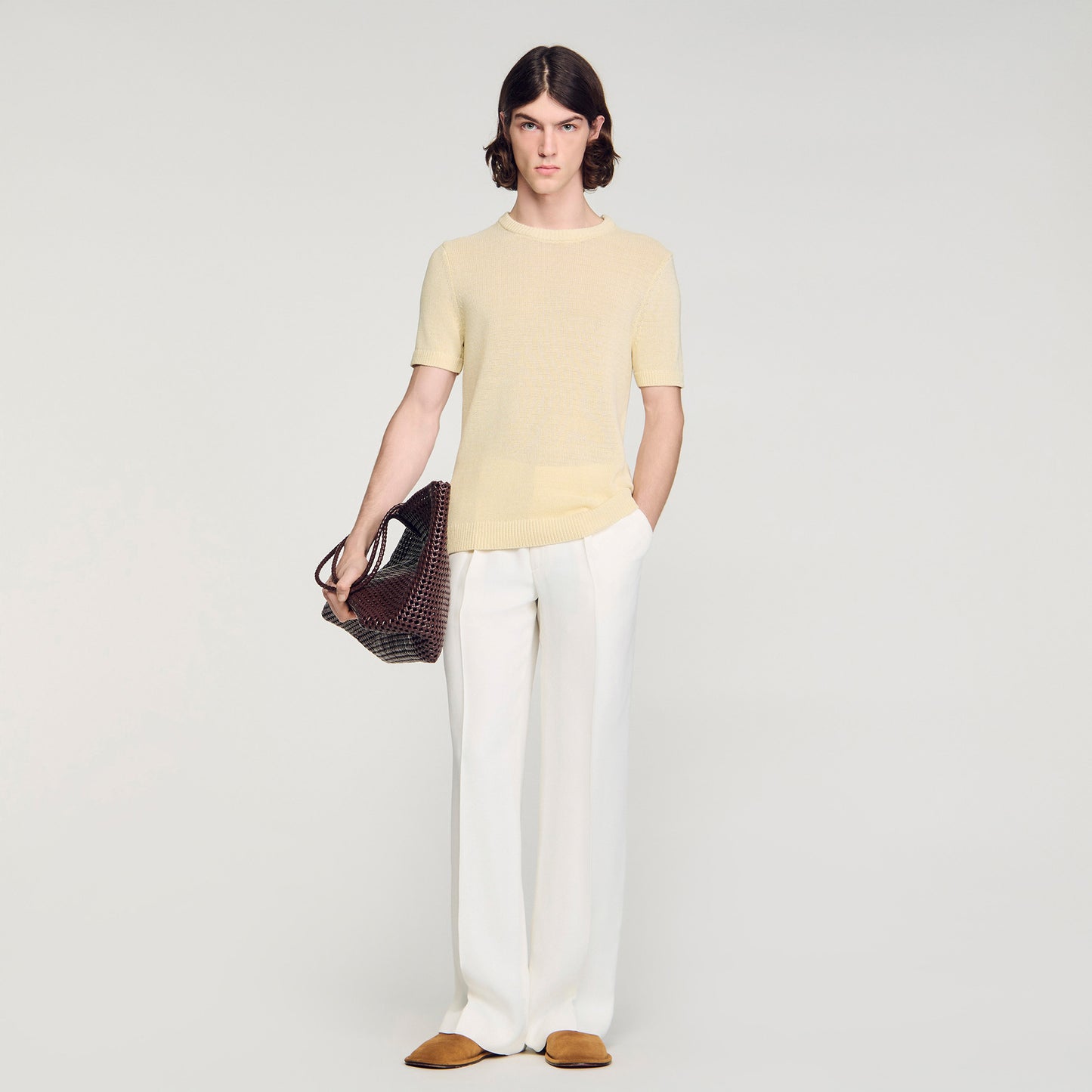 Cotton Knit Tee Fine Knit T-Shirt Butter Cream