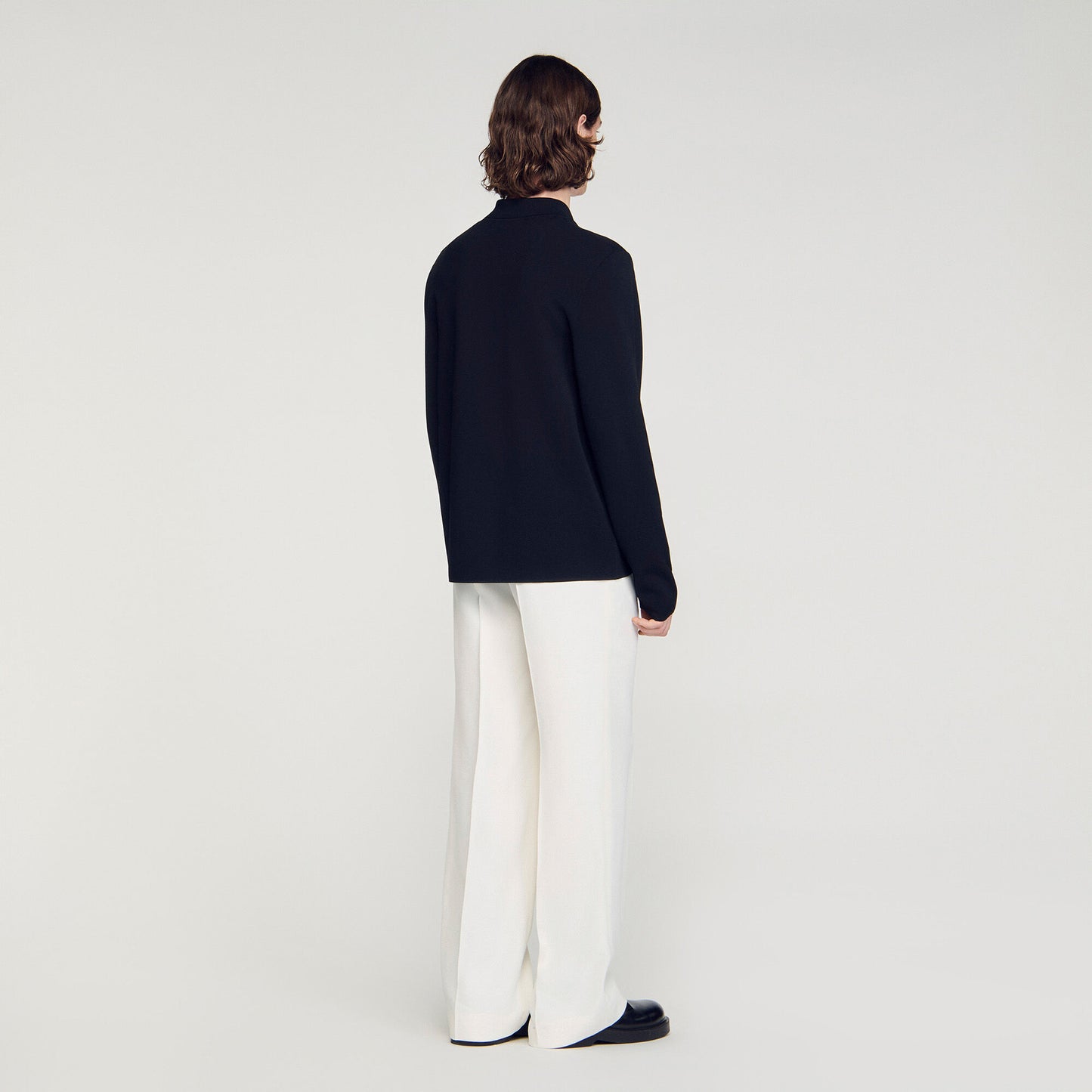 Home Zip Cardigan Zipped Viscose Knit Cardigan Black