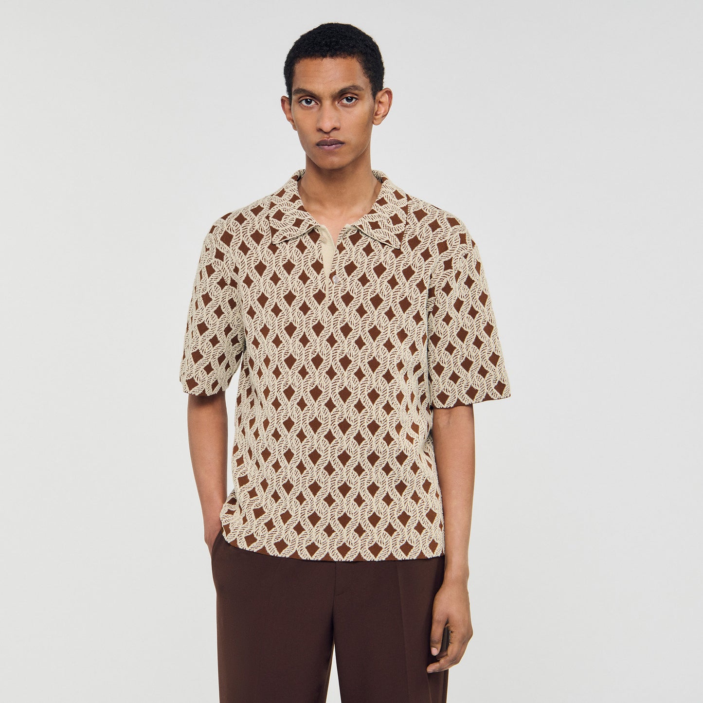 Terry Rope Shirt Rope Jacquard Cardigan Shirt Butter Cream