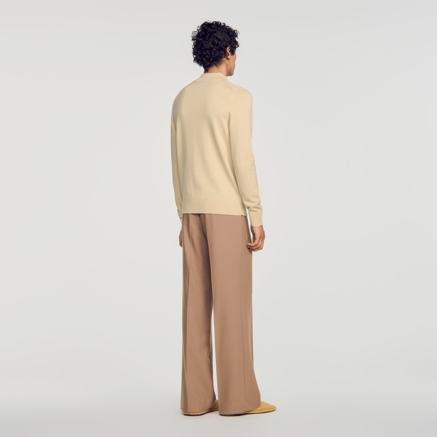 Industrial Wool jumper with standing collar Beige