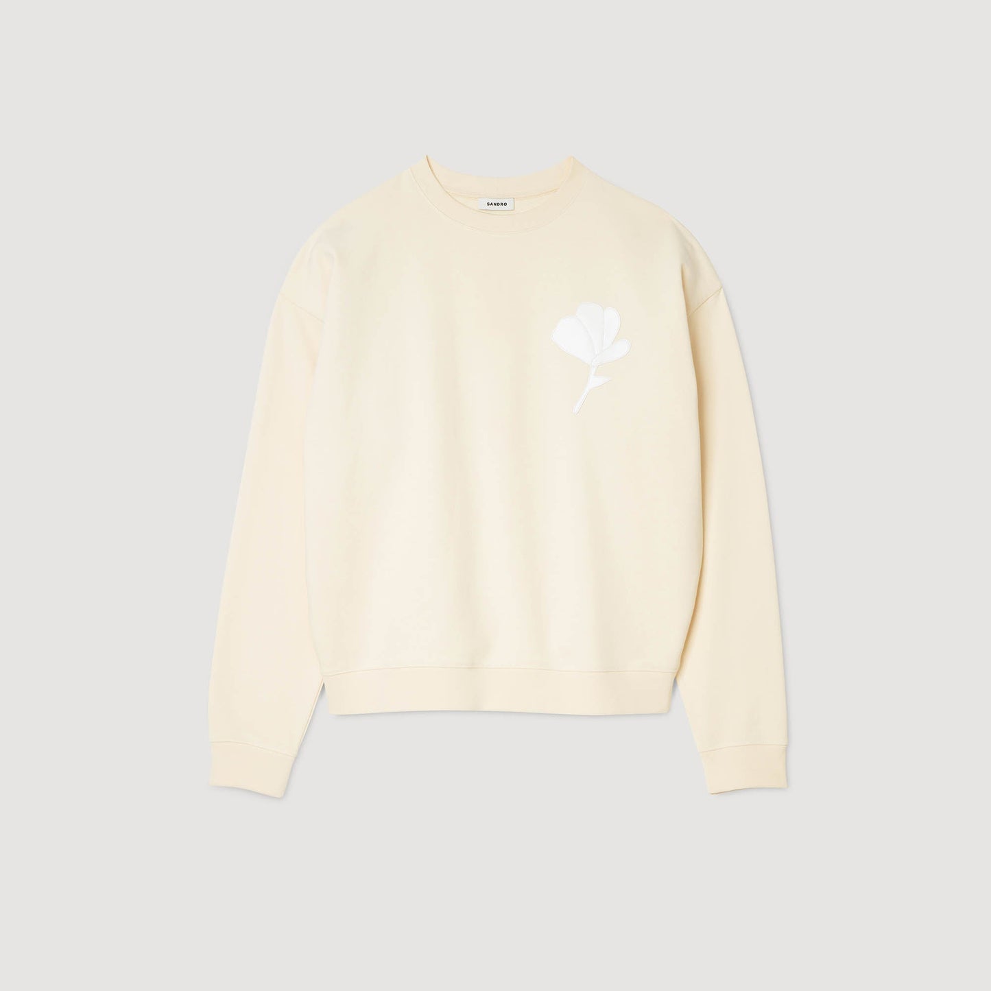 Flannel Flower Pull Wool Jumper With Flower Detail Butter Cream