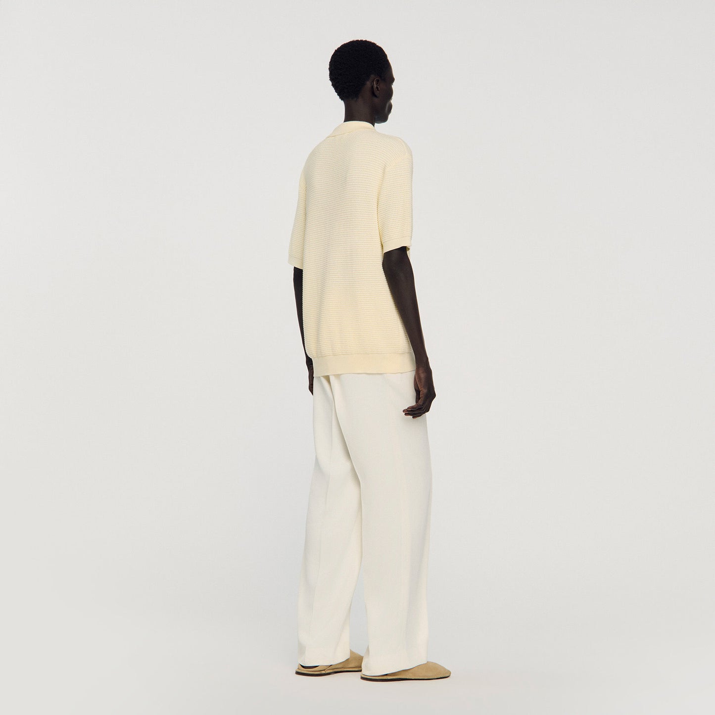 Manuel Polo Waffle-Texture Cotton Polo Butter Cream