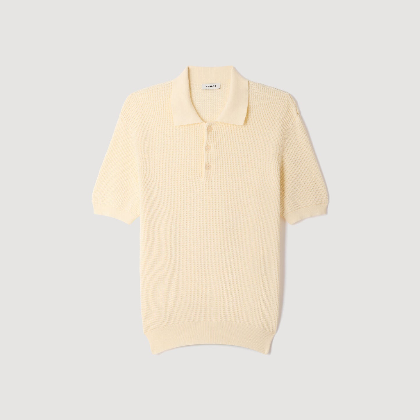 Manuel Polo Waffle-Texture Cotton Polo Butter Cream