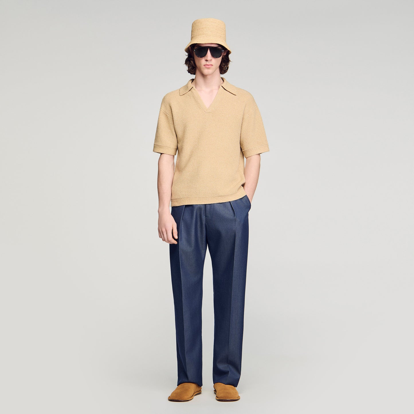 Papiro Polo Jute-Effect Polo Shirt BEIGE