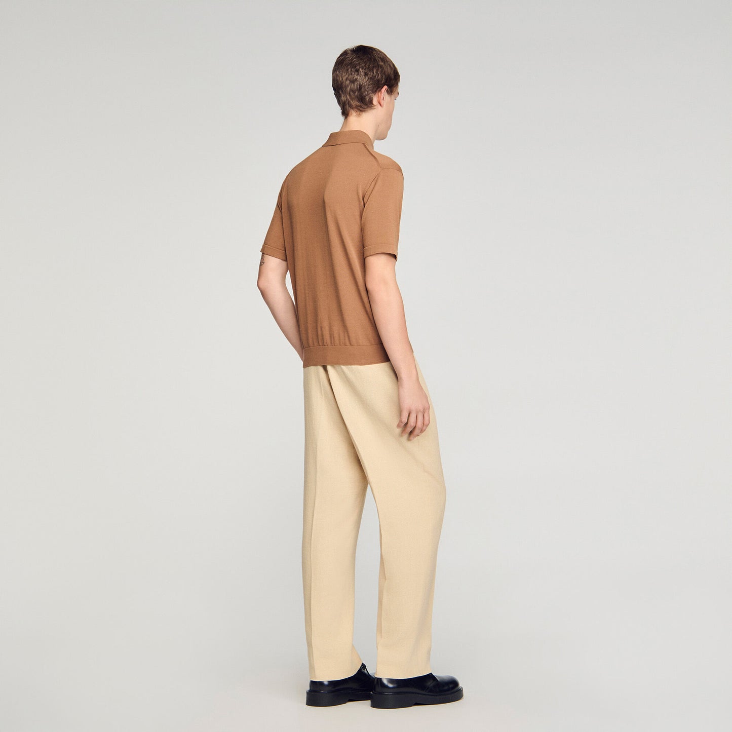 Pablo Cotton Cotton And Silk Polo Shirt Dark Camel