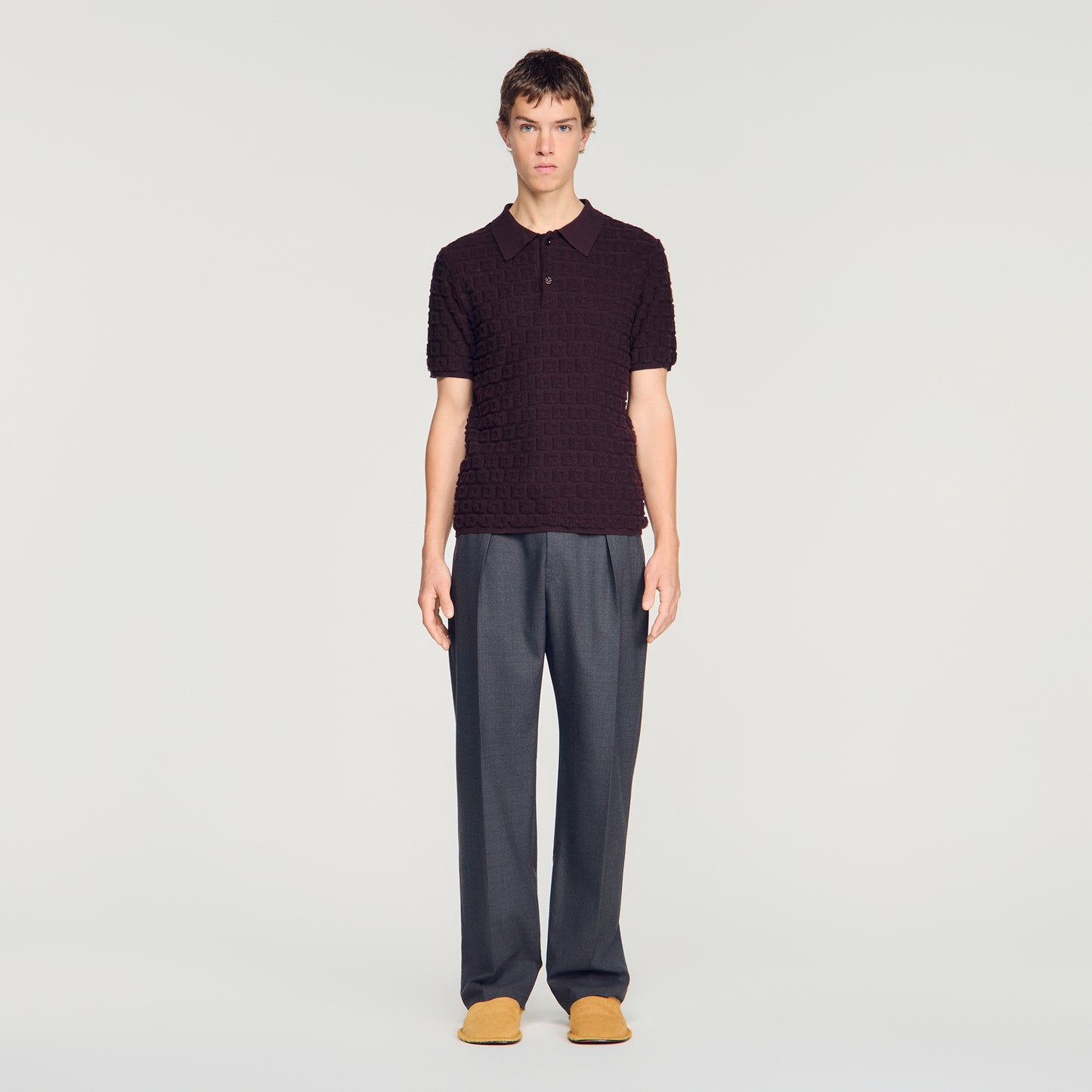 Sponge Polo Knit Jumper Chocolate