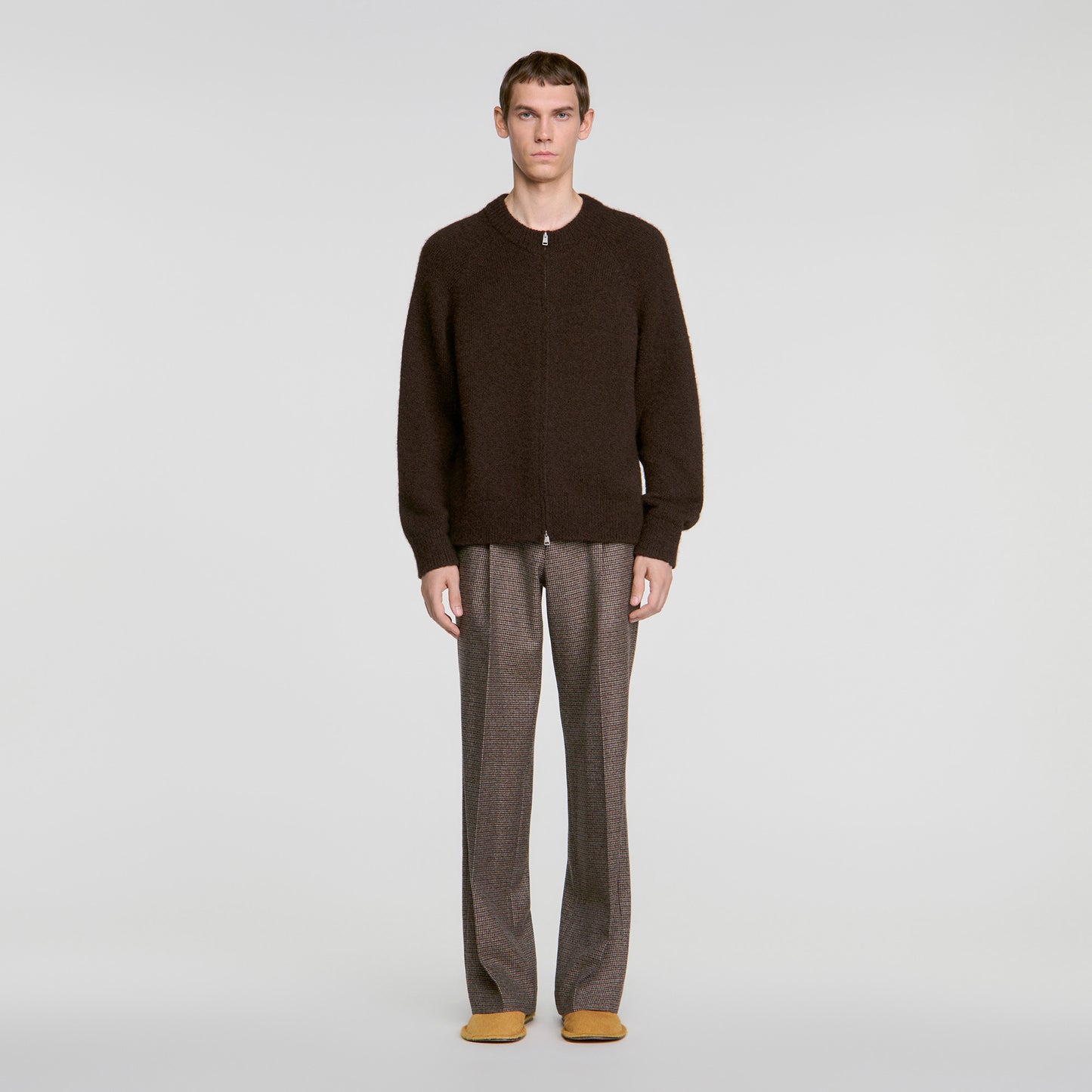 Bomber Cardigan Zip-up bomber cardigan Chocolate