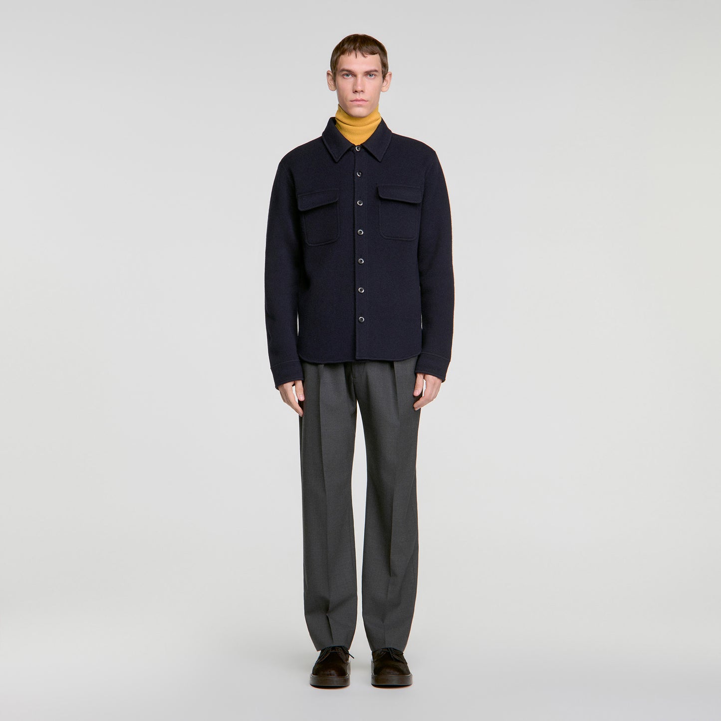 Felted Shirt Boiled wool overshirt Navy Blue