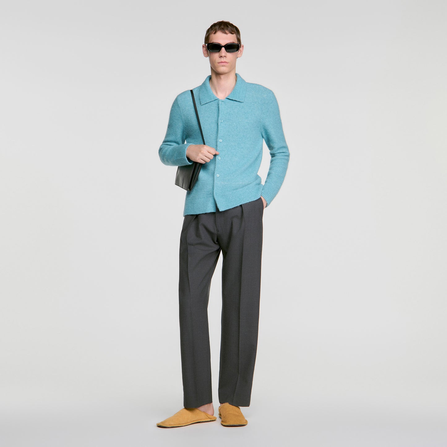 Mohair Shirt Cardigan Alpaca and wool cardigan Turquoise
