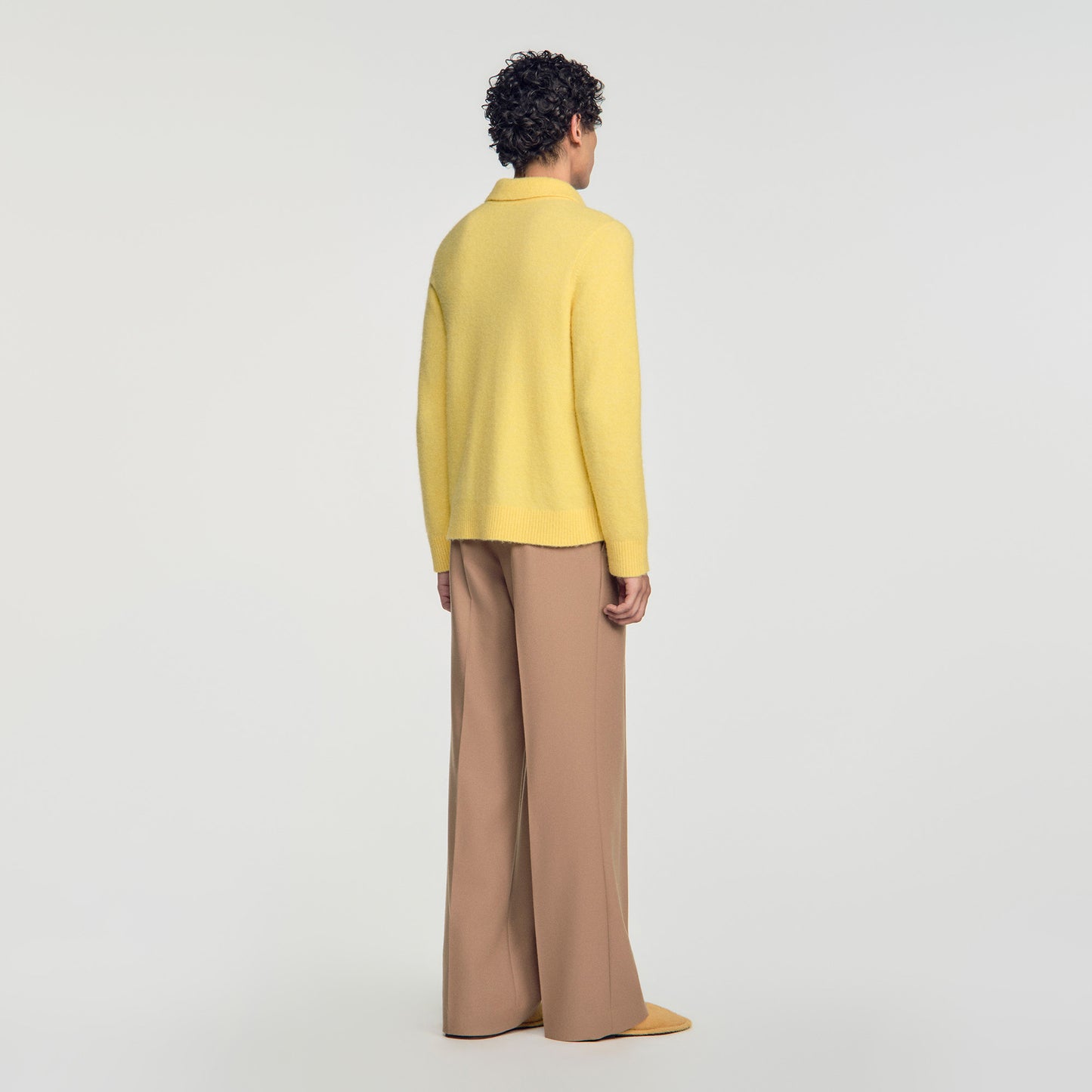 Mohair Shirt Cardigan Alpaca and wool cardigan Yellow