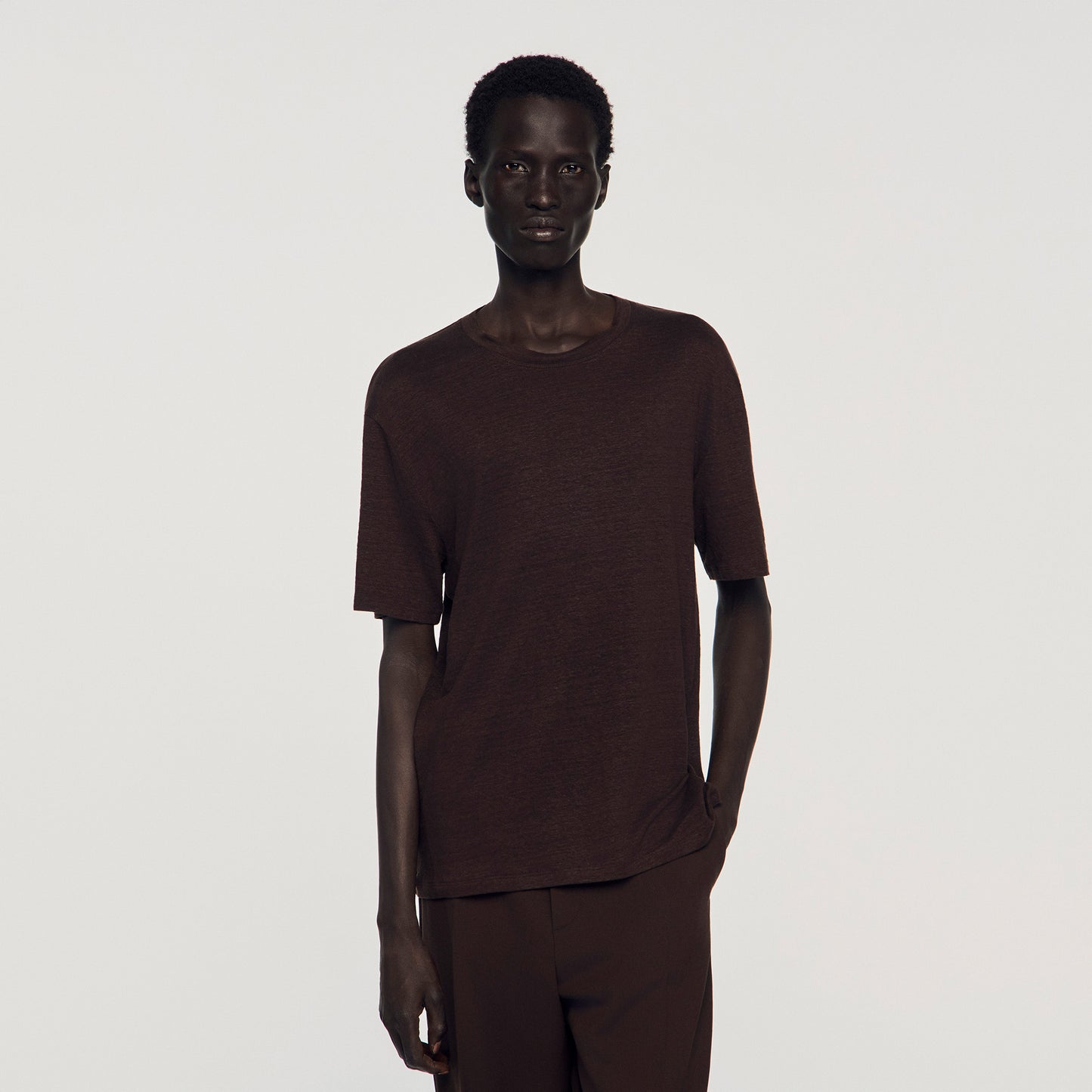 Clash Linen T-Shirt Black Brown