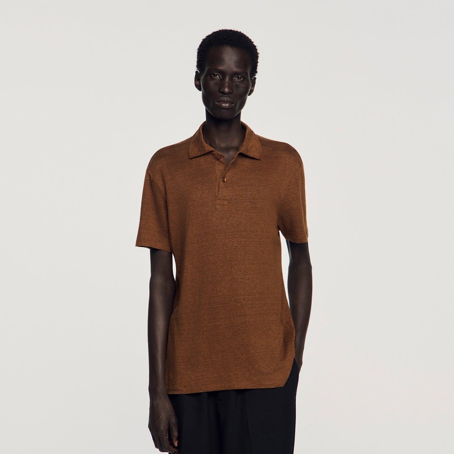Beach Linen Polo Shirt Sand