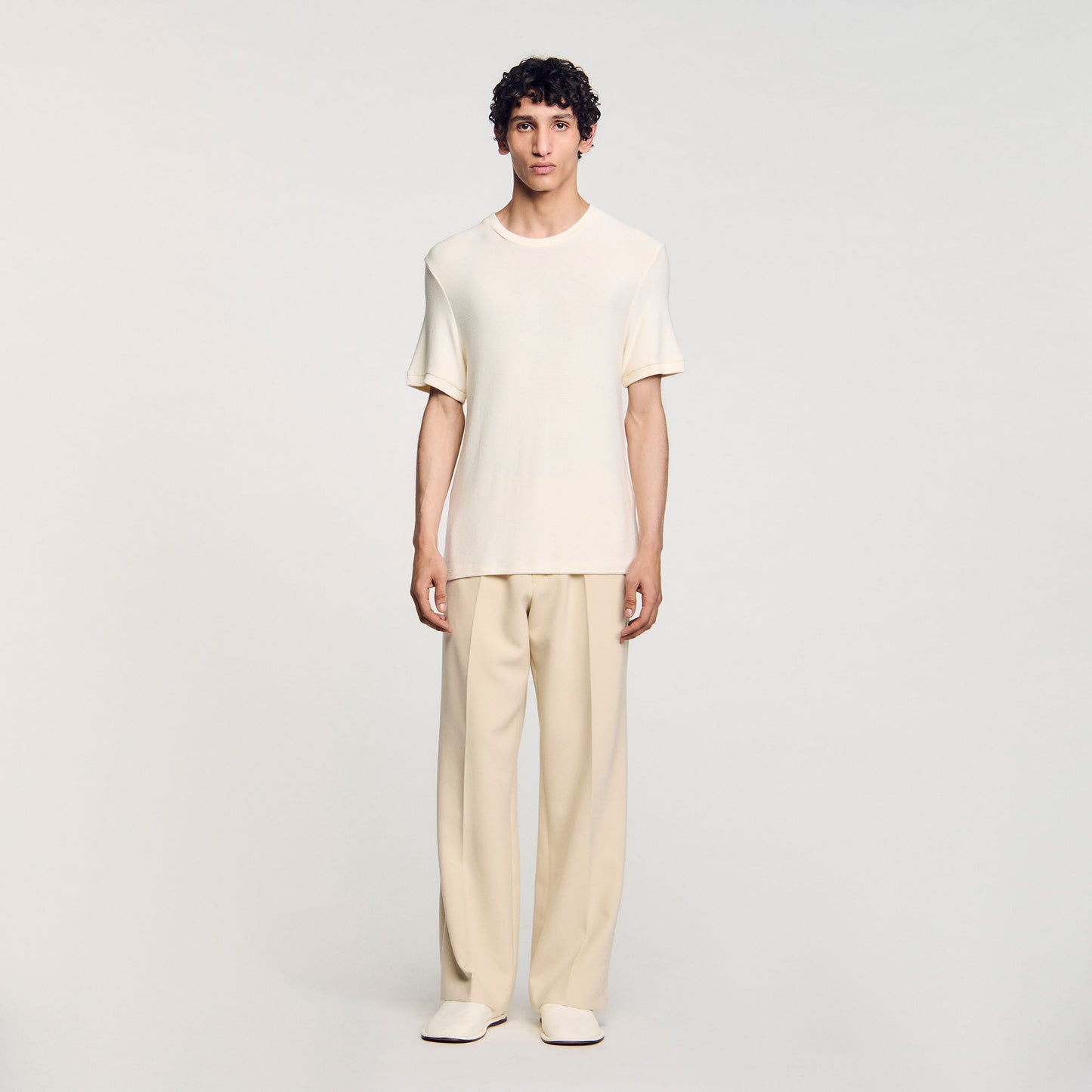Silvio Round Neck T-Shirt Ivory.