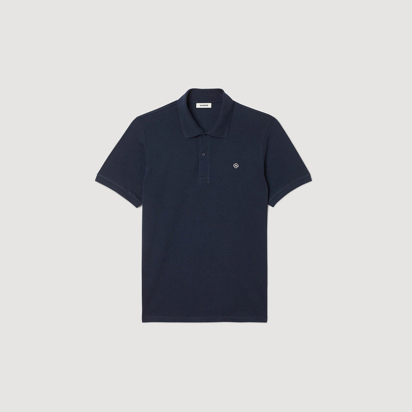 Polo Shirt With Square Cross Patch Navy Blue