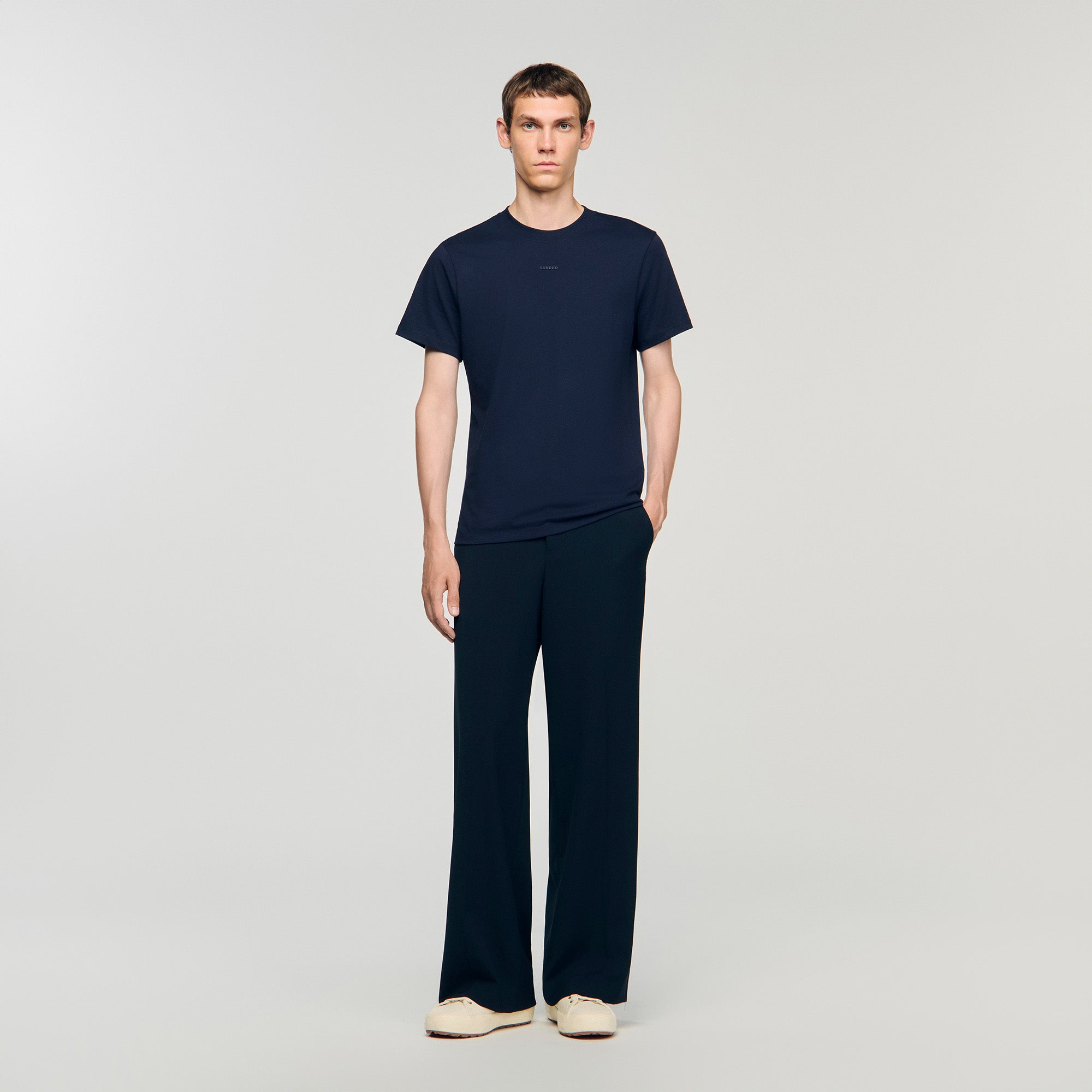 Rubber Sandro Tee Cotton T-Shirt With Logo Midnight Blue