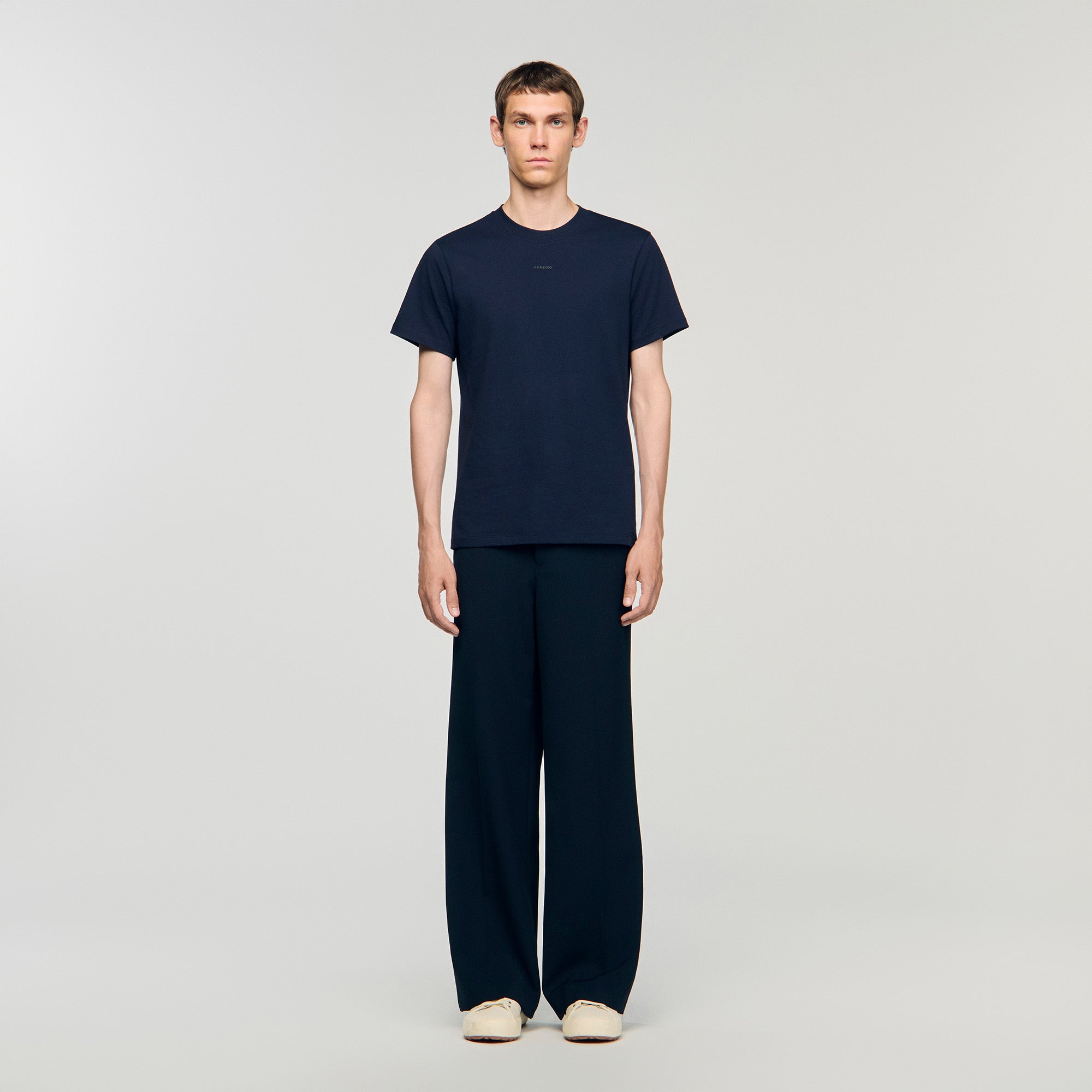 Rubber Sandro Tee Cotton T-Shirt With Logo Midnight Blue